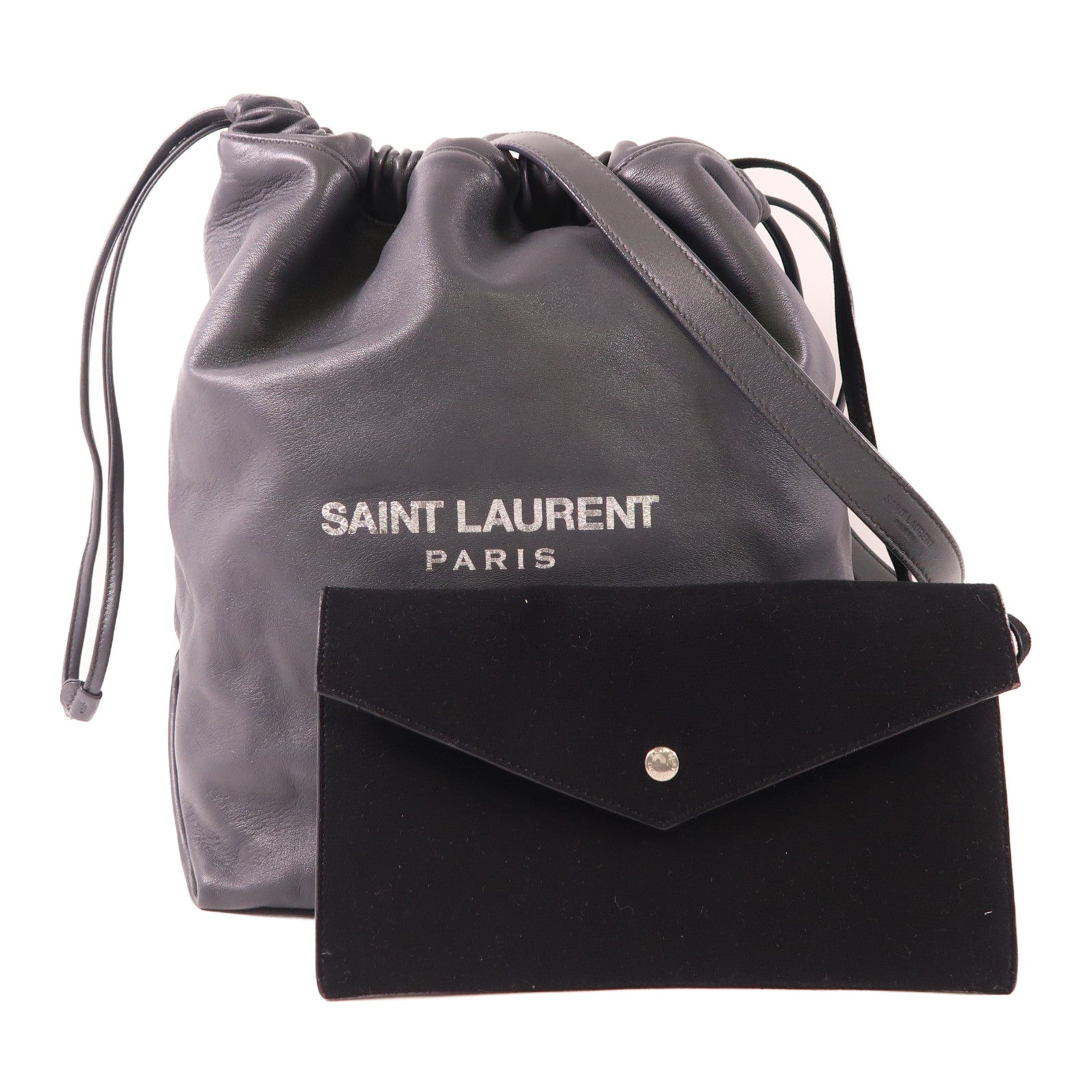 SAINT LAURENT 羊皮皮革Teddy銀扣肩背袋