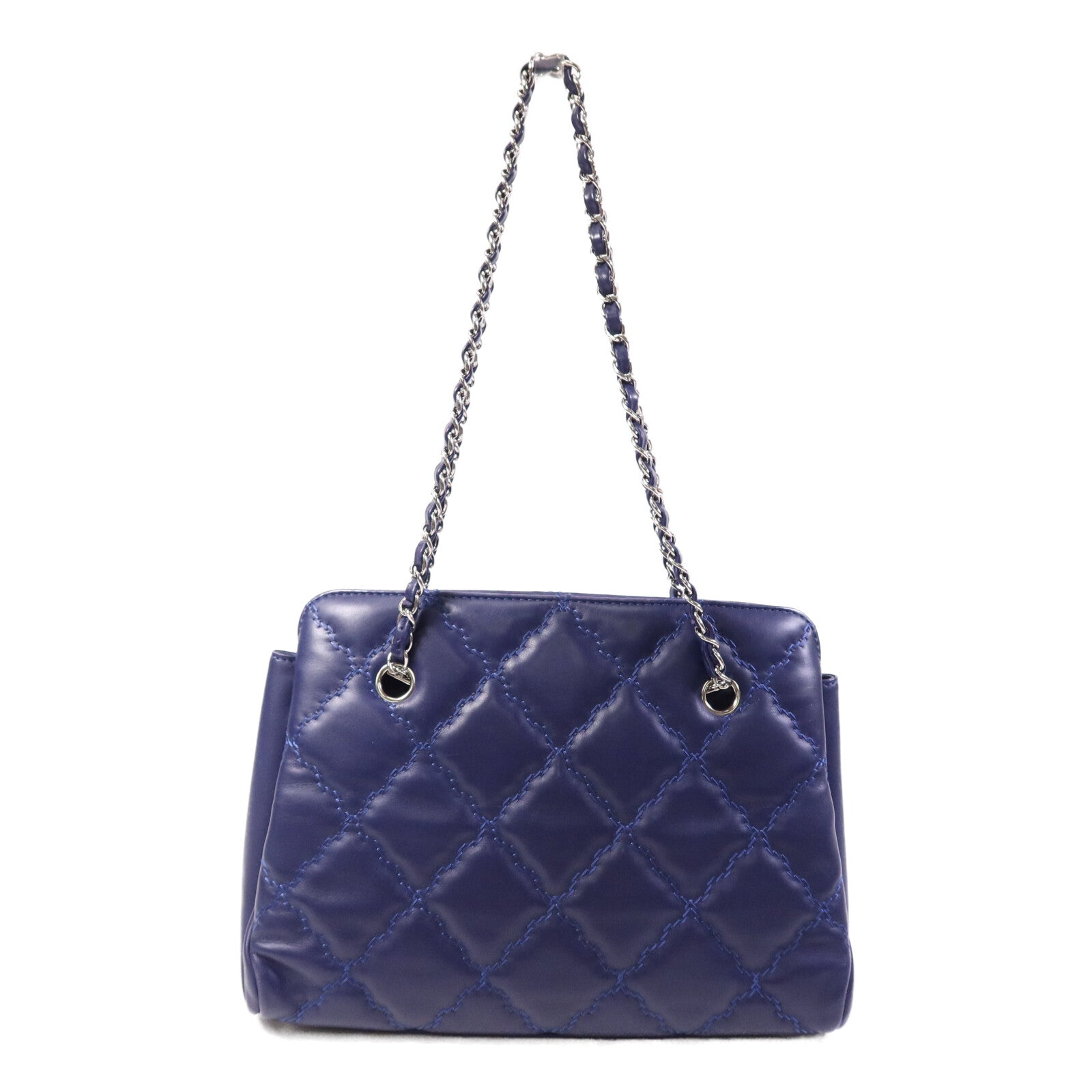 CHANEL 牛皮皮革Chain Shoulder Bag銀扣鏈帶肩背袋