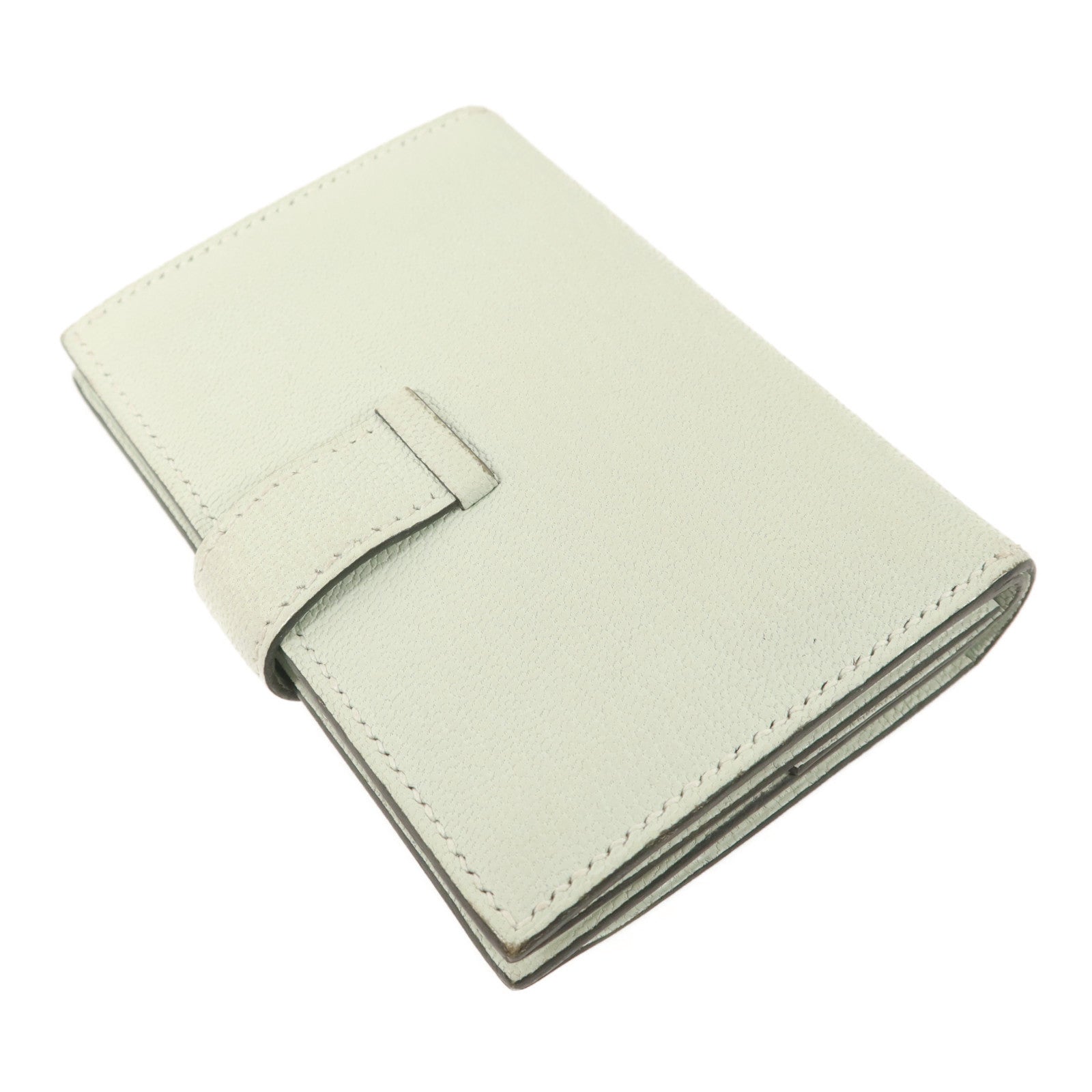 HERMES 【激減優惠】Chevre皮革Bearn Mini Wallet錢包Vert Peppermint