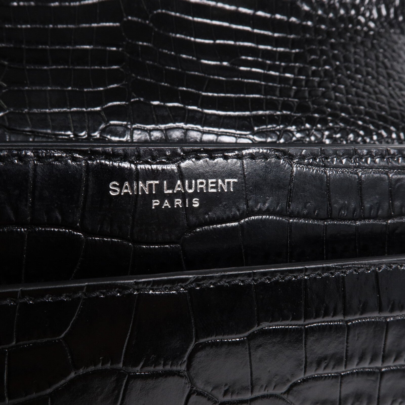 SAINT LAURENT 壓花皮革Sunset Medium鏈帶肩背袋