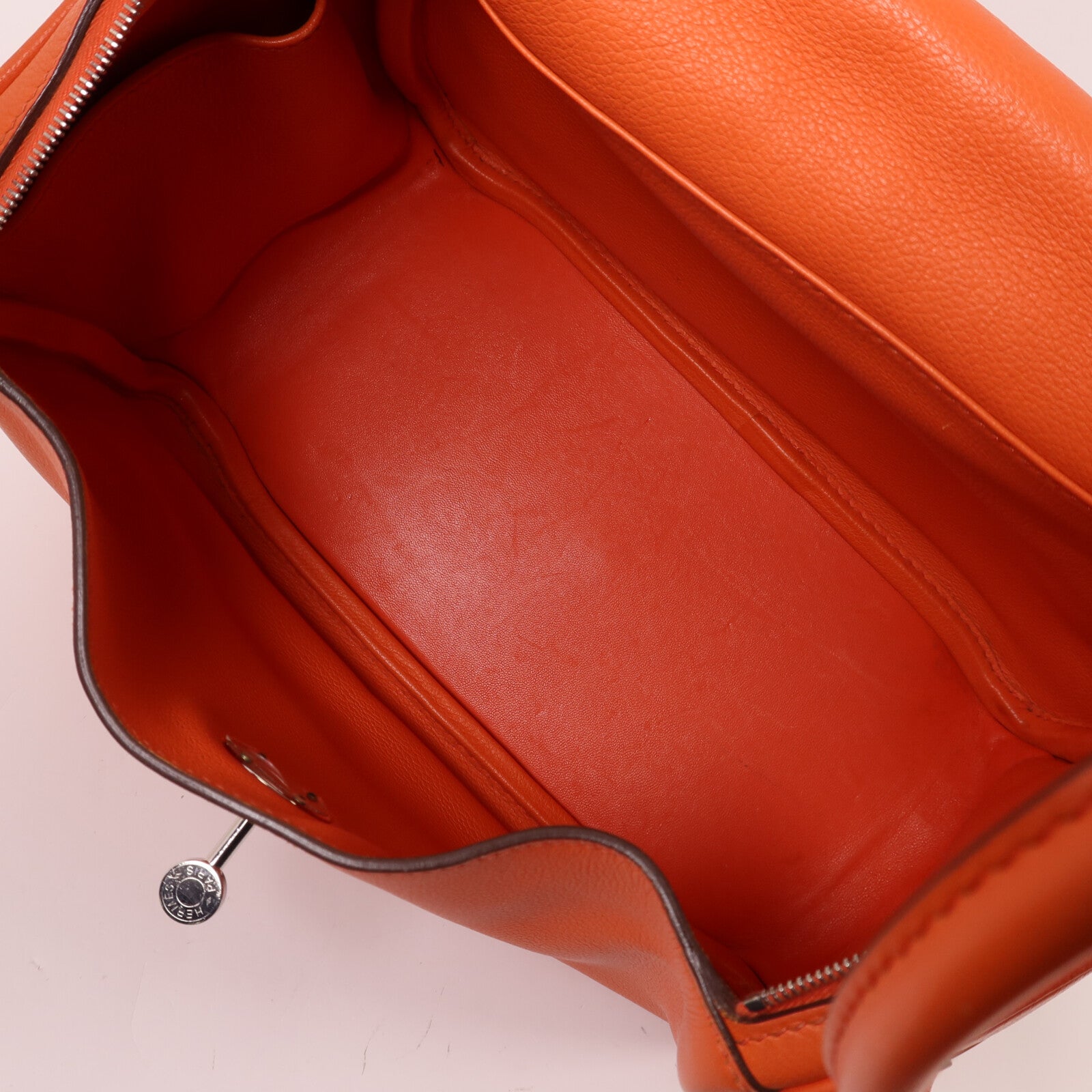 HERMES Evercolor皮革Lindy 26銀扣手挽肩背兩用袋Orange Poppy