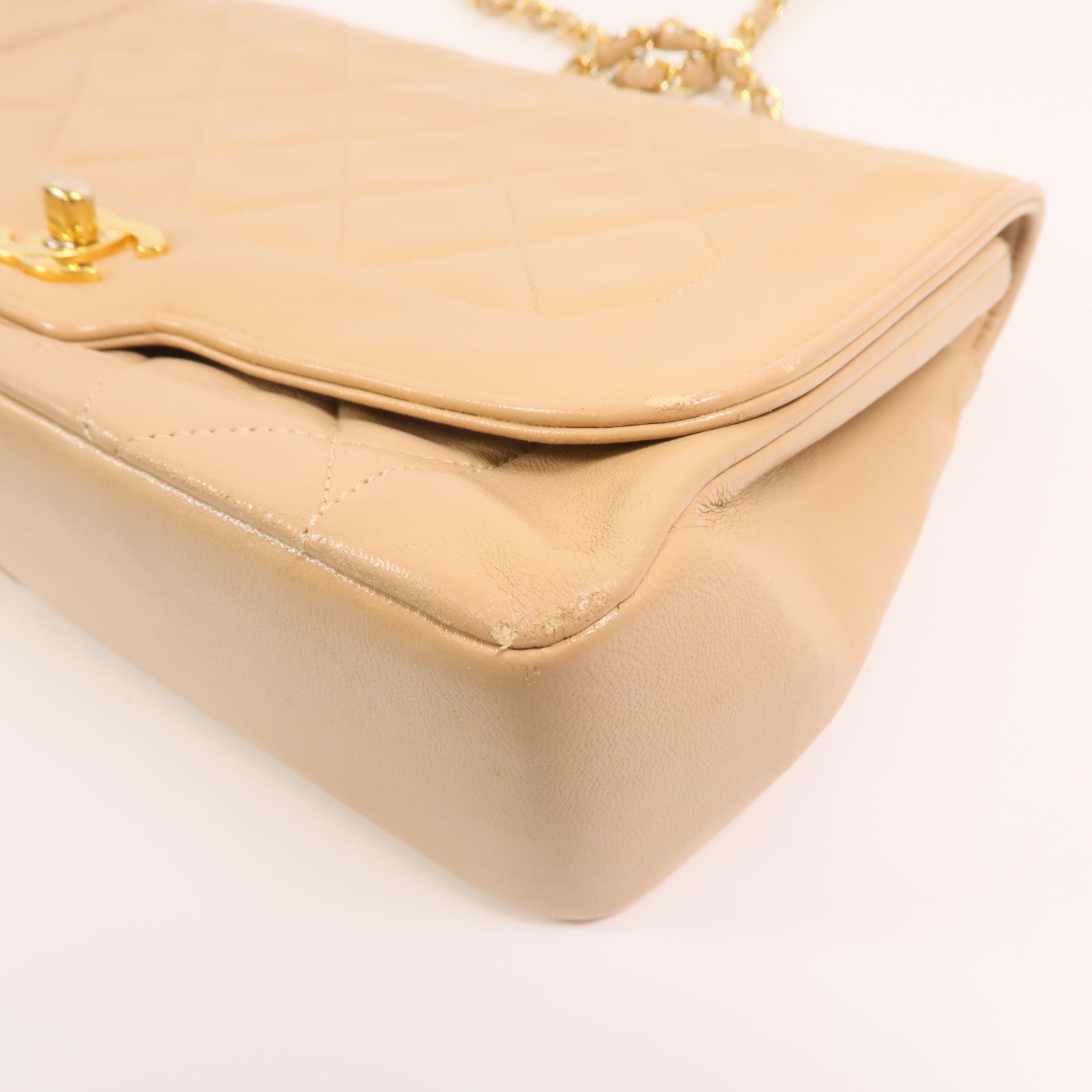 CHANEL 羊皮皮革Chain Shoulder金扣鏈帶肩背袋