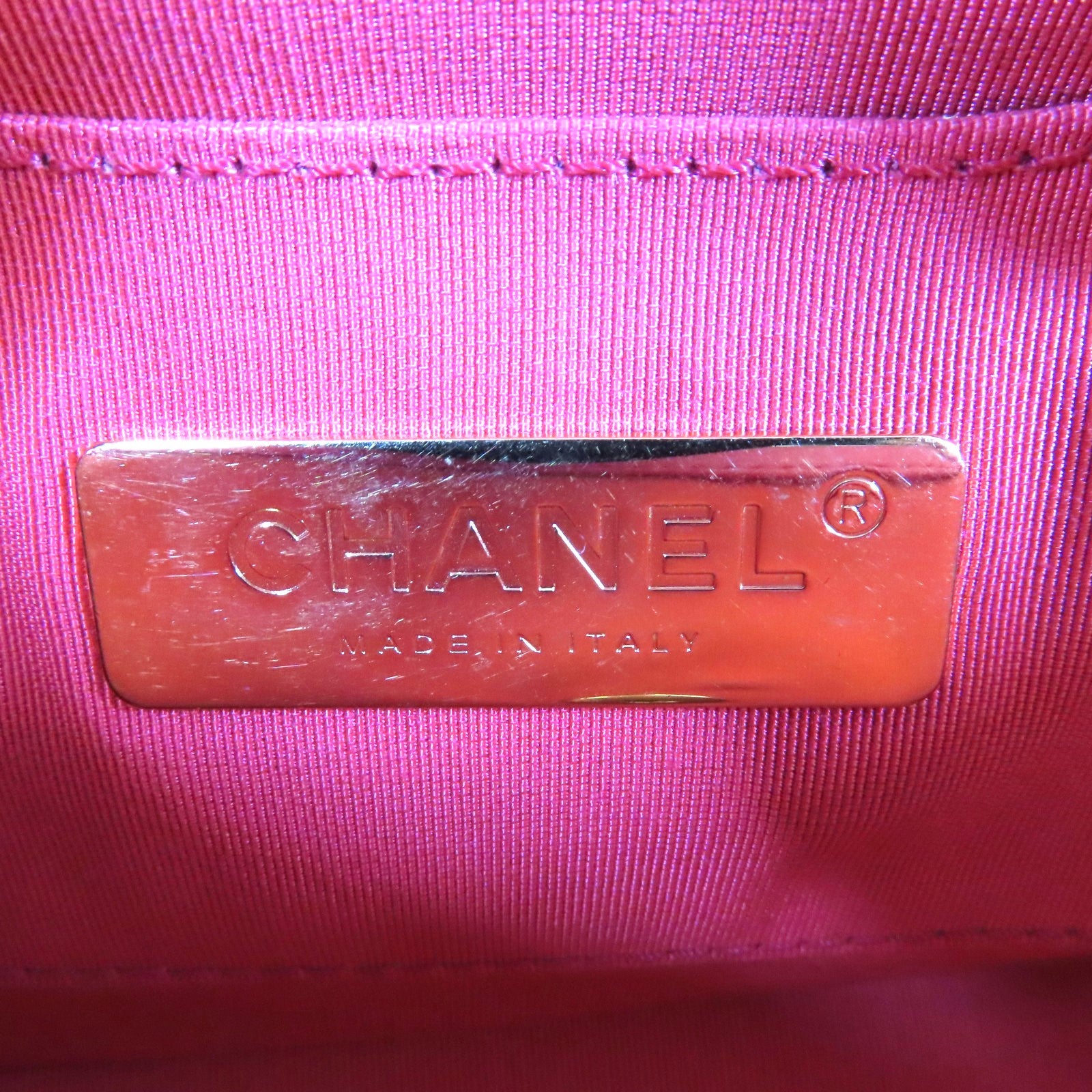 CHANEL 菱格牛皮皮革Coco Mark Flap金扣鏈帶肩背袋紅色/粉紅色