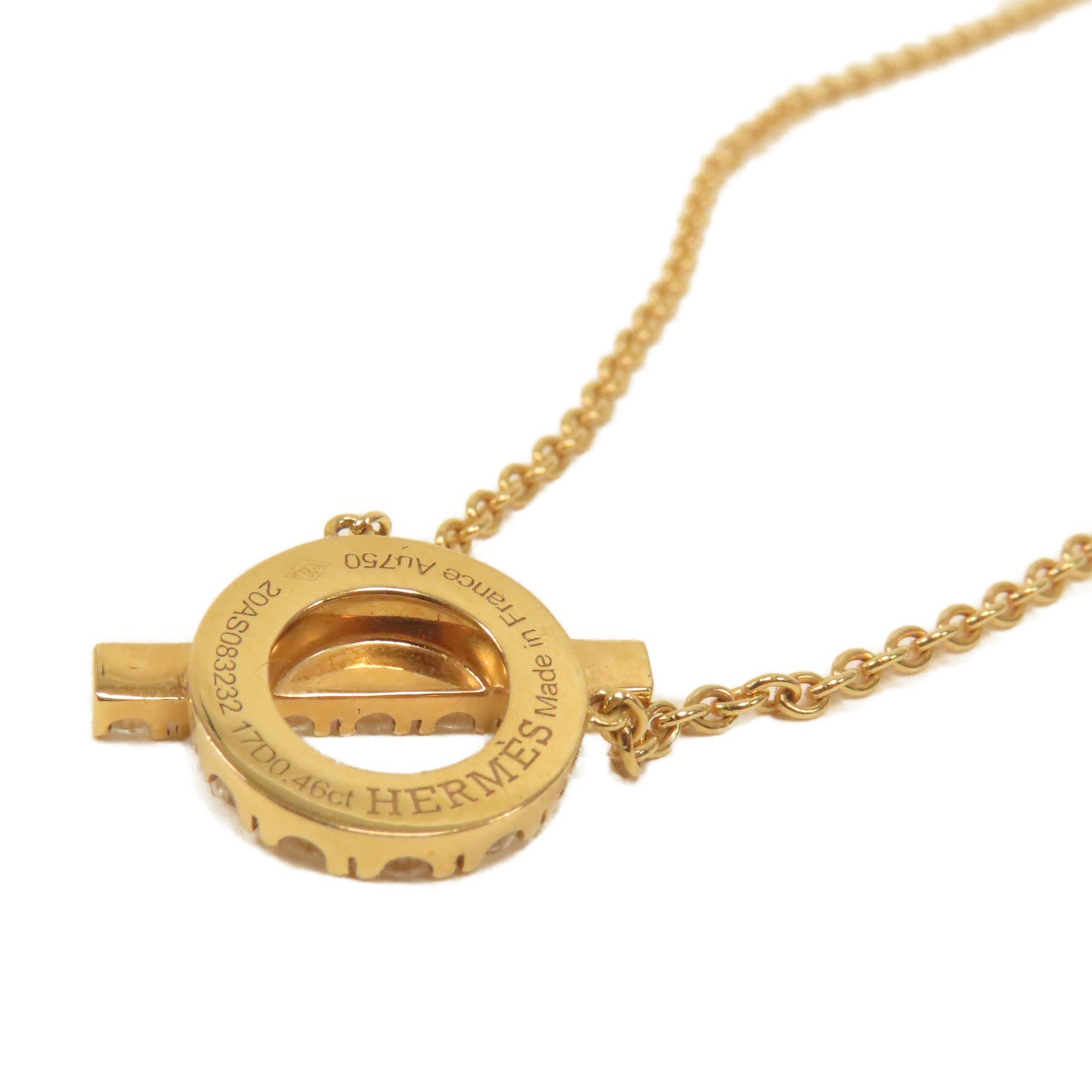 HERMES 【激減優惠】18K玫瑰金Finesse Pendant 0.46ct鑽石項鍊玫瑰金色