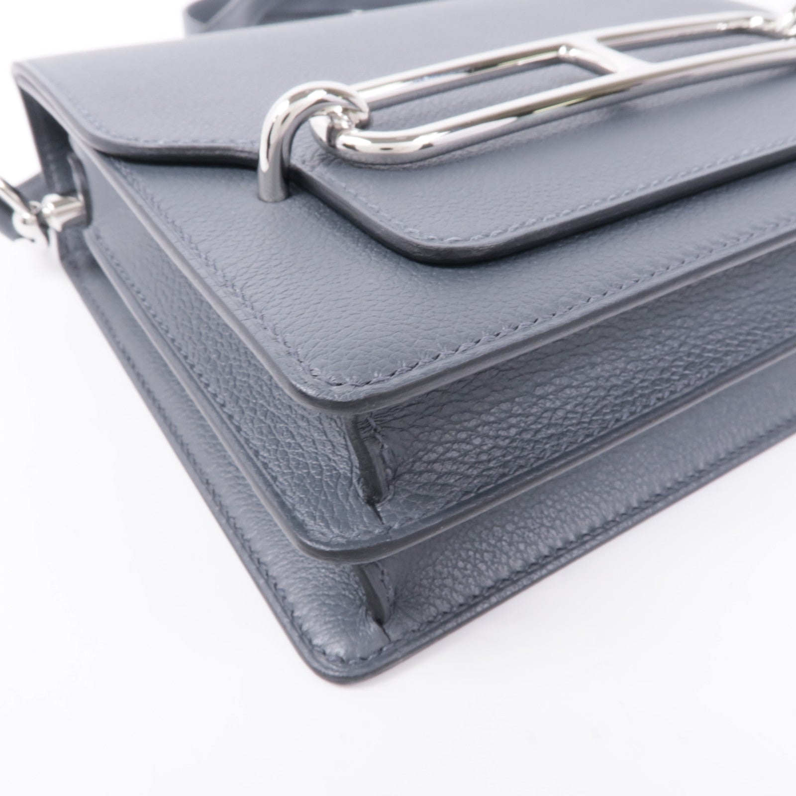 HERMES Evercolor皮革Mini Roulis銀扣肩背袋Gris Misty
