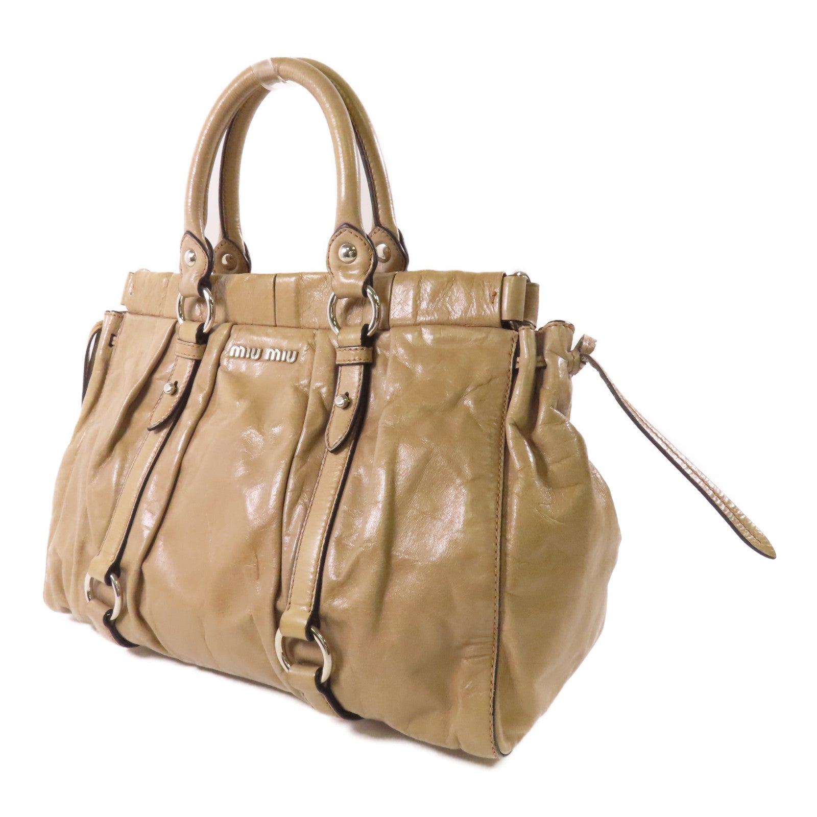 Miu Miu 皮革2 Way Bag銀扣手挽肩背兩用袋
