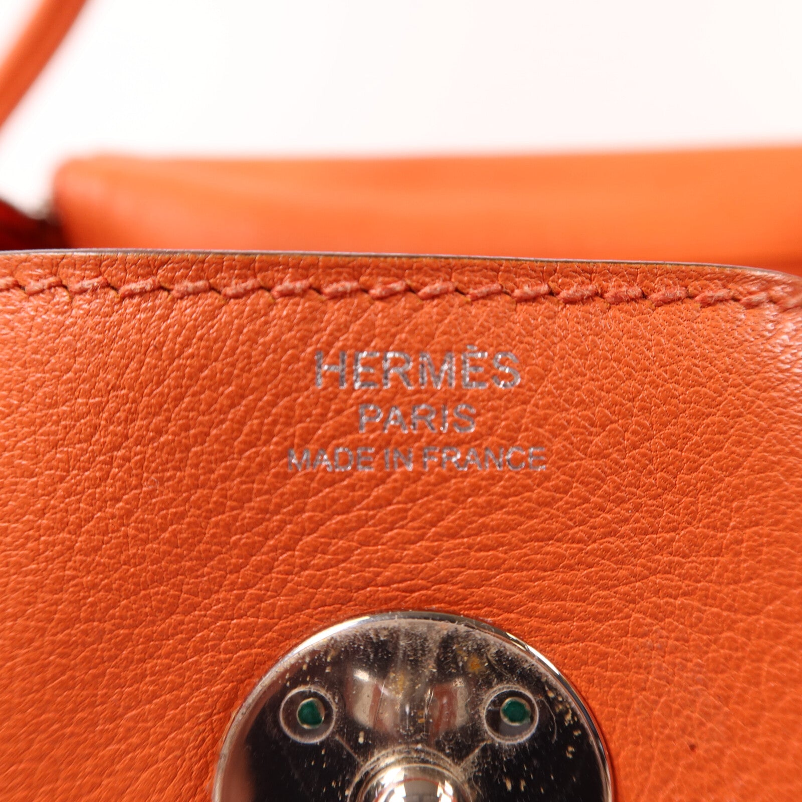 HERMES Evercolor皮革Lindy 26銀扣手挽肩背兩用袋Orange Poppy
