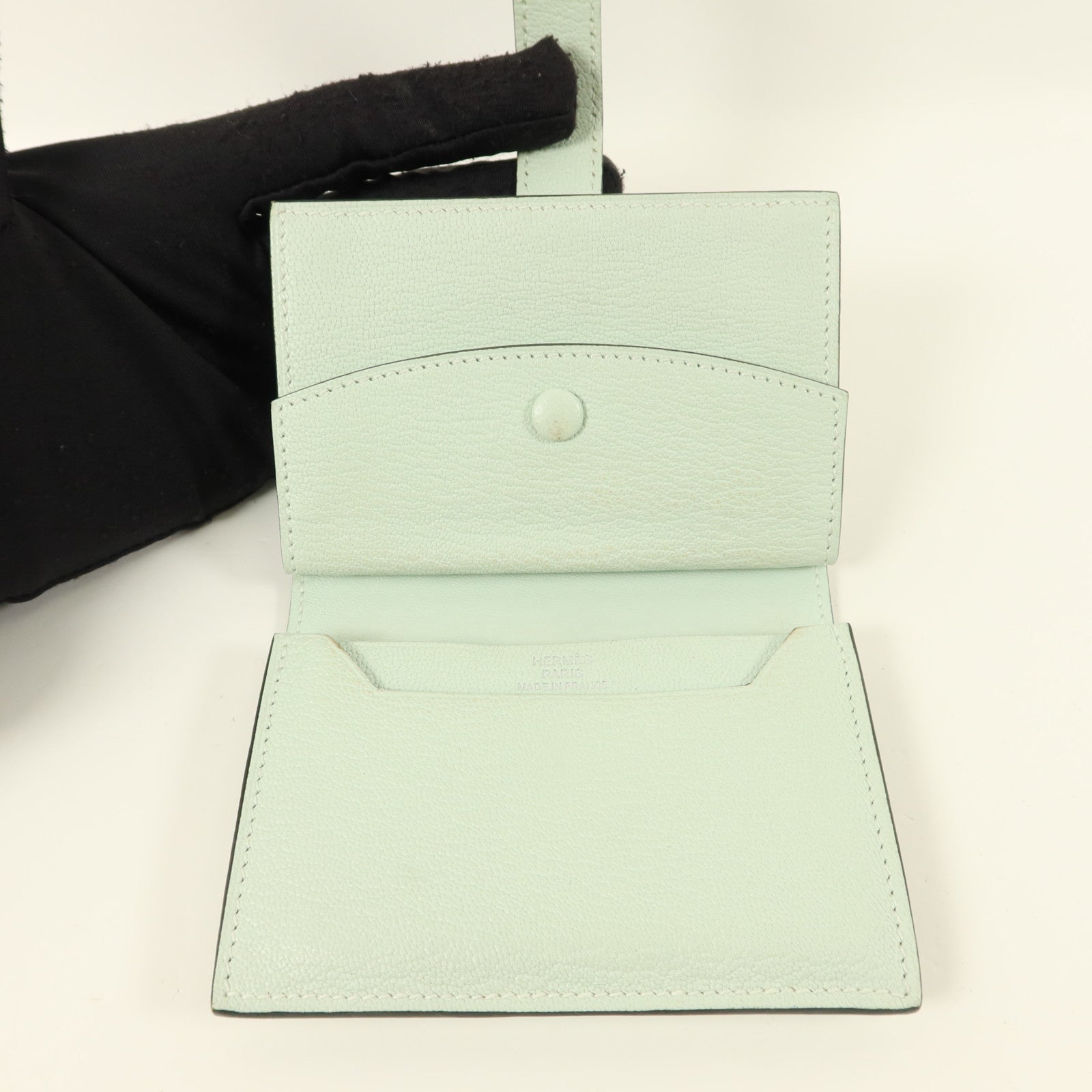 HERMES 【激減優惠】Chevre皮革Bearn Mini Wallet錢包Vert Peppermint