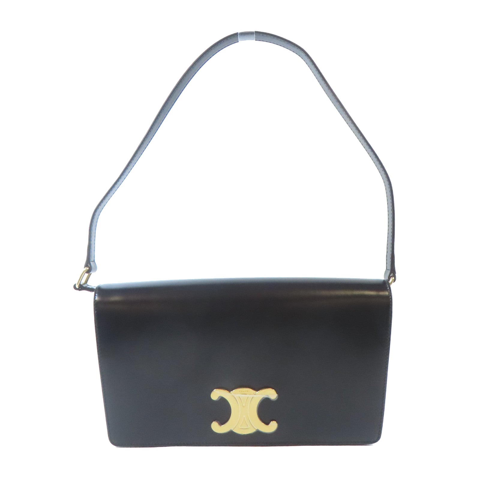 CELINE 牛皮皮革Shoulder Bag金扣肩背袋黑色