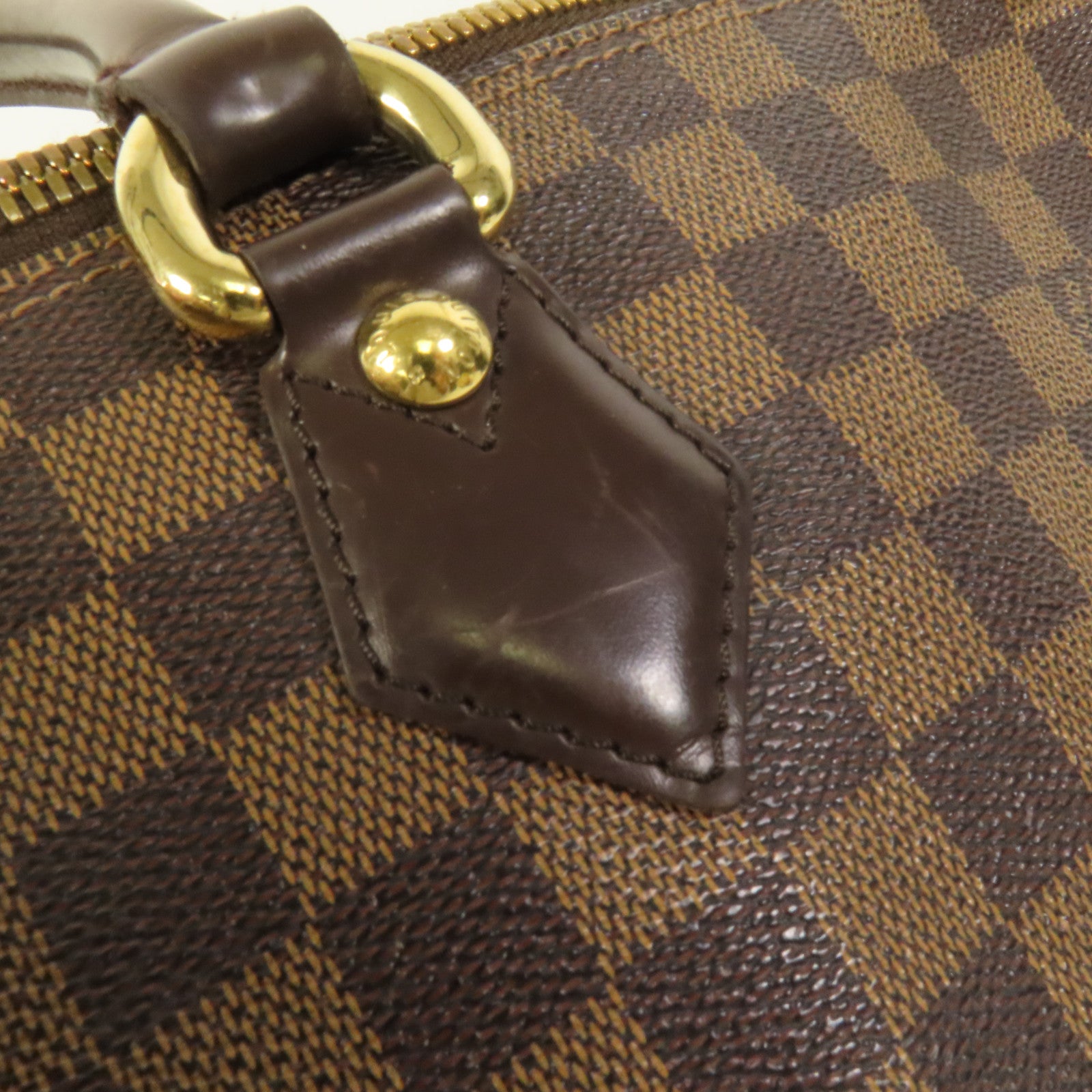 LOUIS VUITTON Damier Saleya MM金扣手挽袋棕色