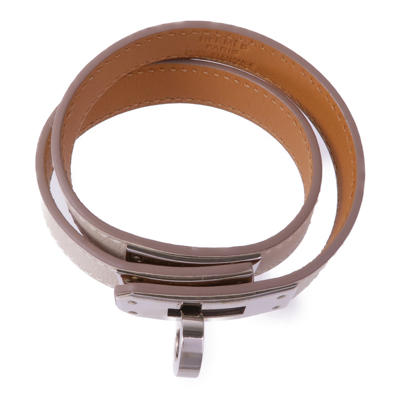 HERMES Swift皮革Kelly Double Tour Bracelet銀扣手帶