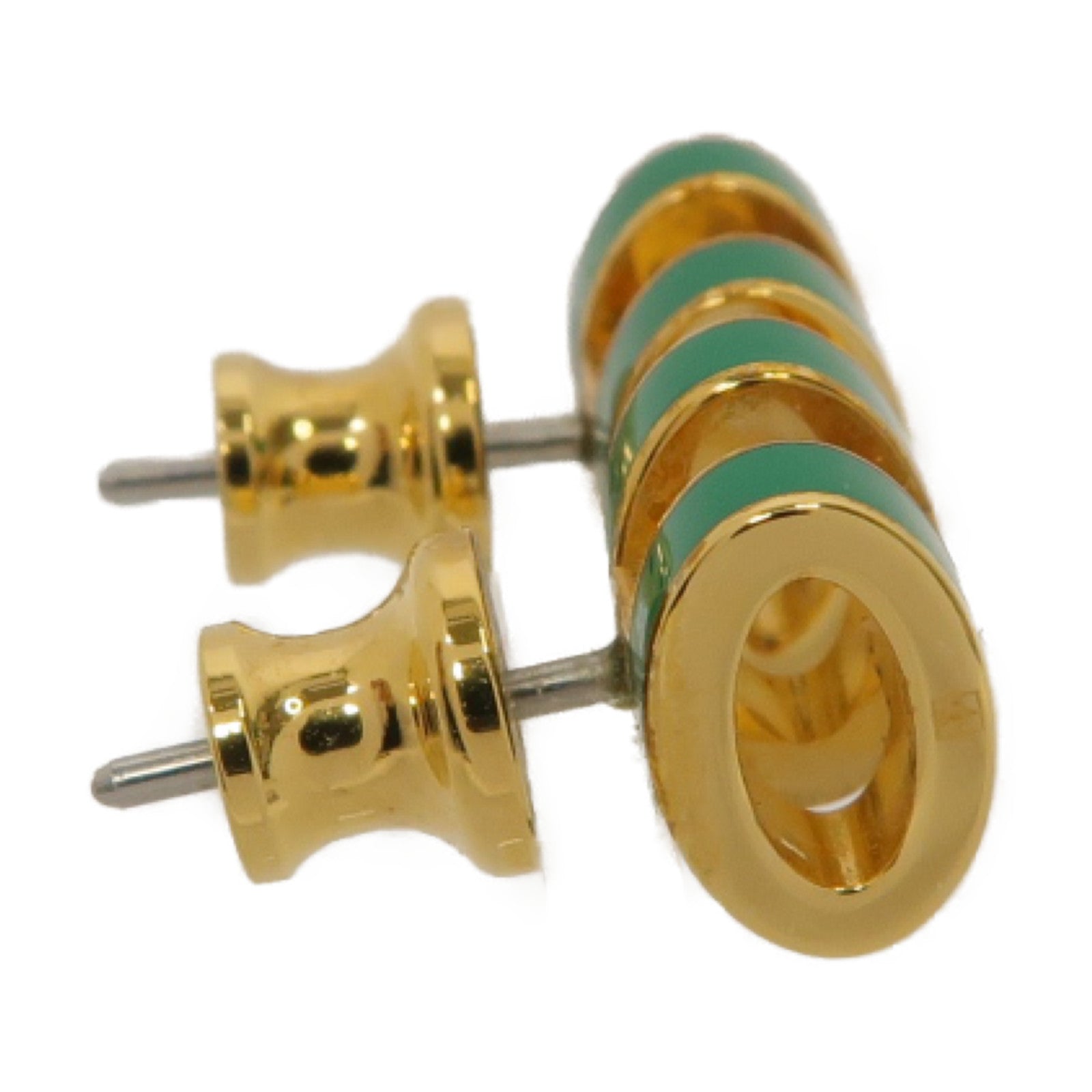 HERMES 金屬Mini Pop H Earrings耳環綠色/金色