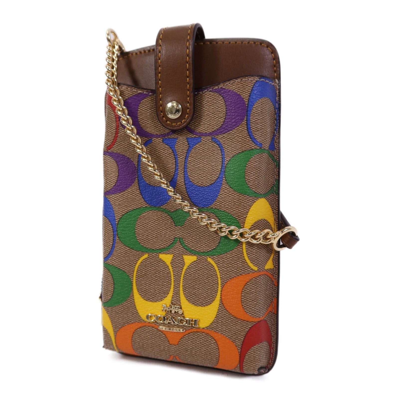 COACH 帆布Phone Case金扣肩背袋