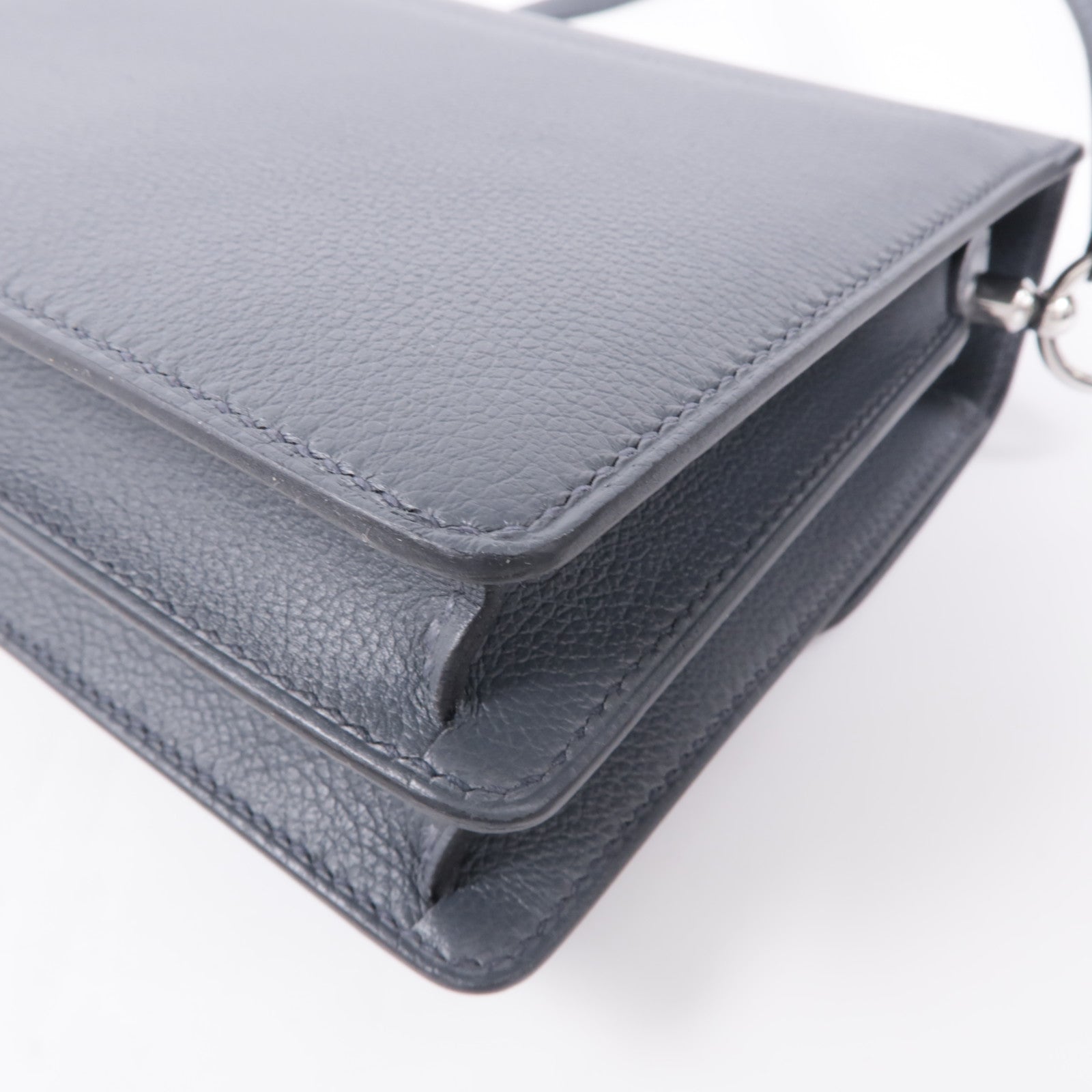 HERMES Evercolor皮革Mini Roulis銀扣肩背袋Gris Misty