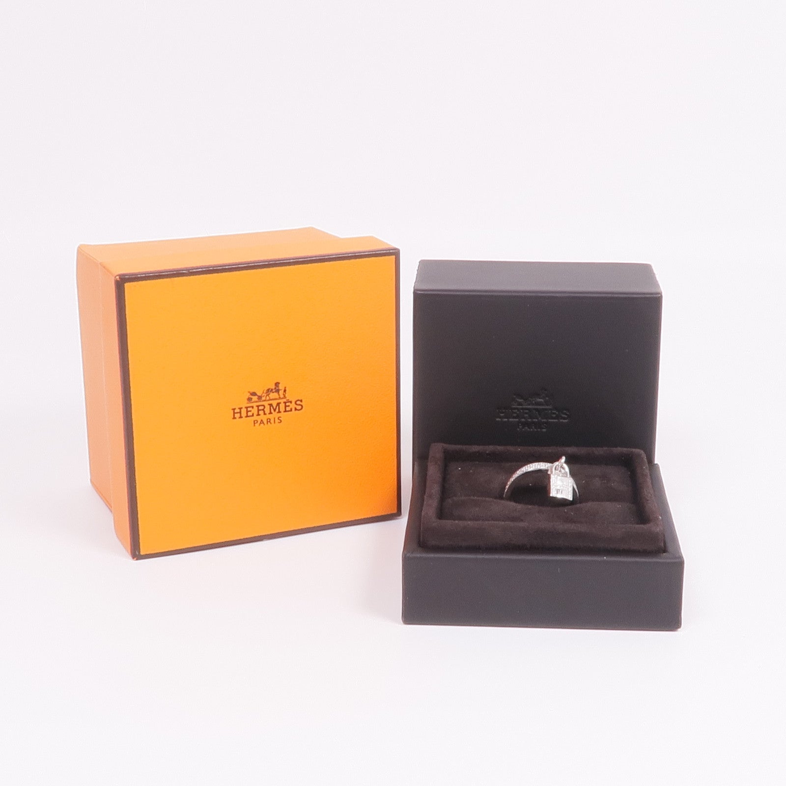 HERMES 18K白金Kelly Cadenas Ring鑽石戒指Hermes#51/US#5.75