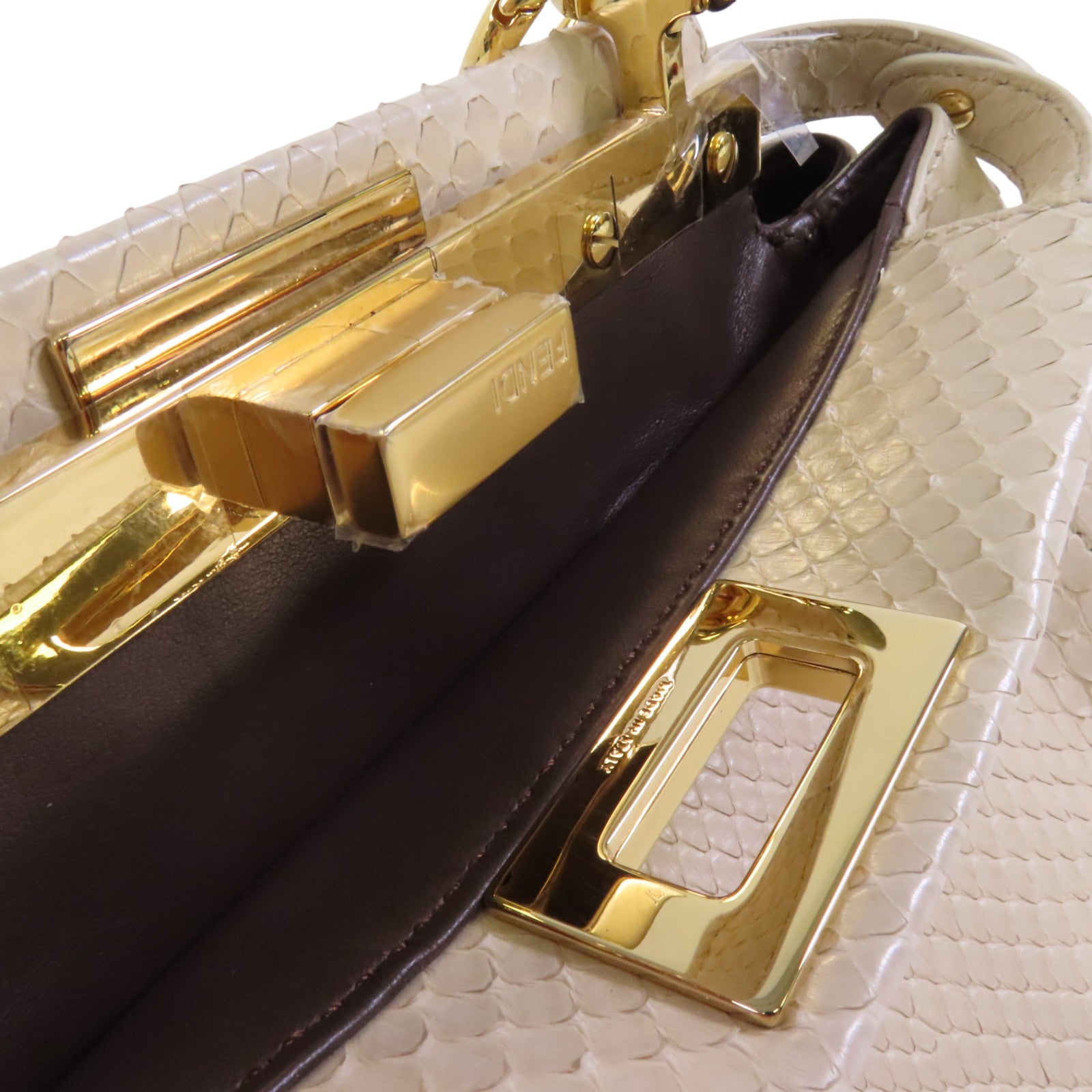 FENDI 蛇皮皮革Peekaboo金扣手挽肩背袋兩用袋