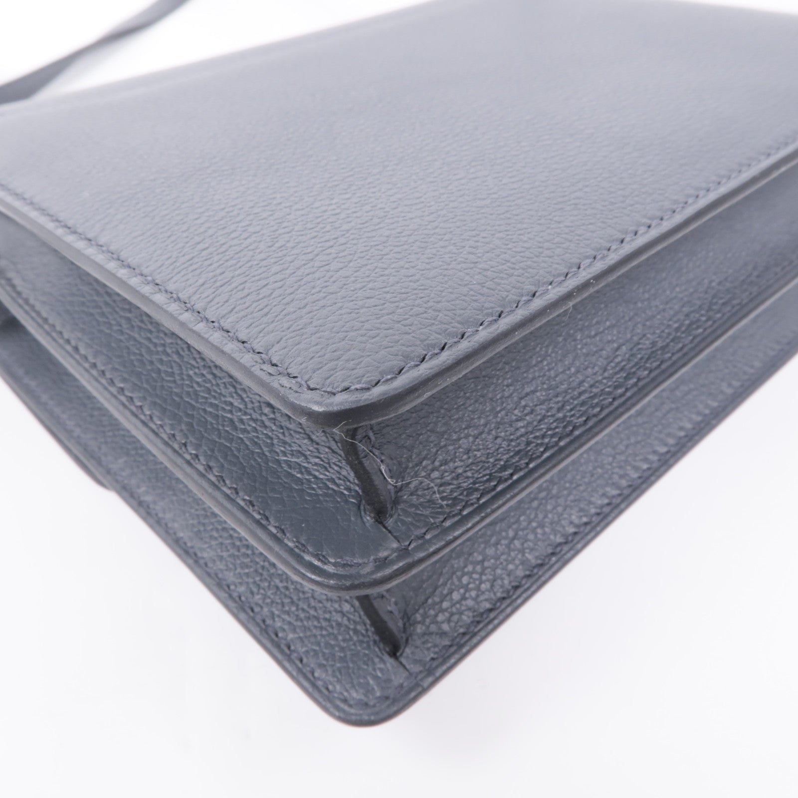 HERMES Evercolor皮革Mini Roulis銀扣肩背袋Gris Misty
