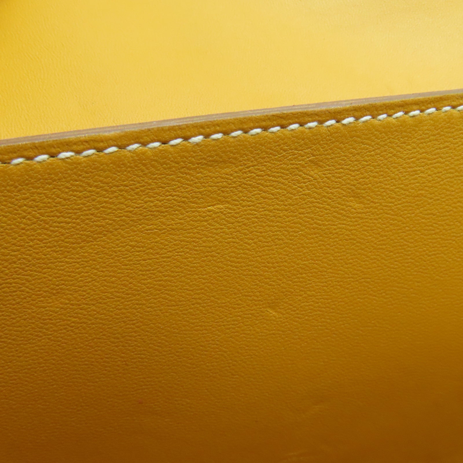HERMES Grain d'H Leather Chaine D'ancre Silver Buckle Shoulder Bag Mustard Yellow