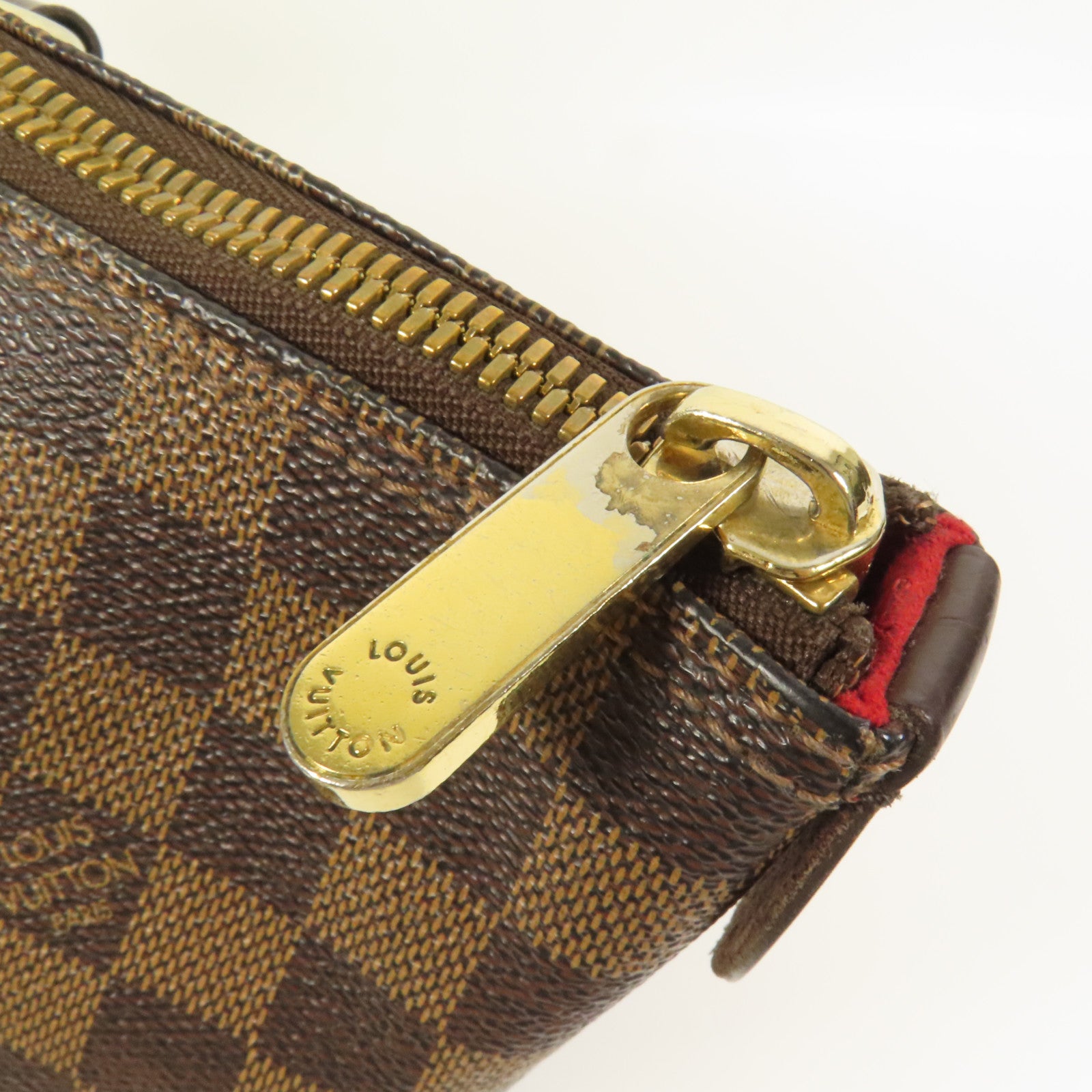 LOUIS VUITTON Damier Saleya MM金扣手挽袋棕色