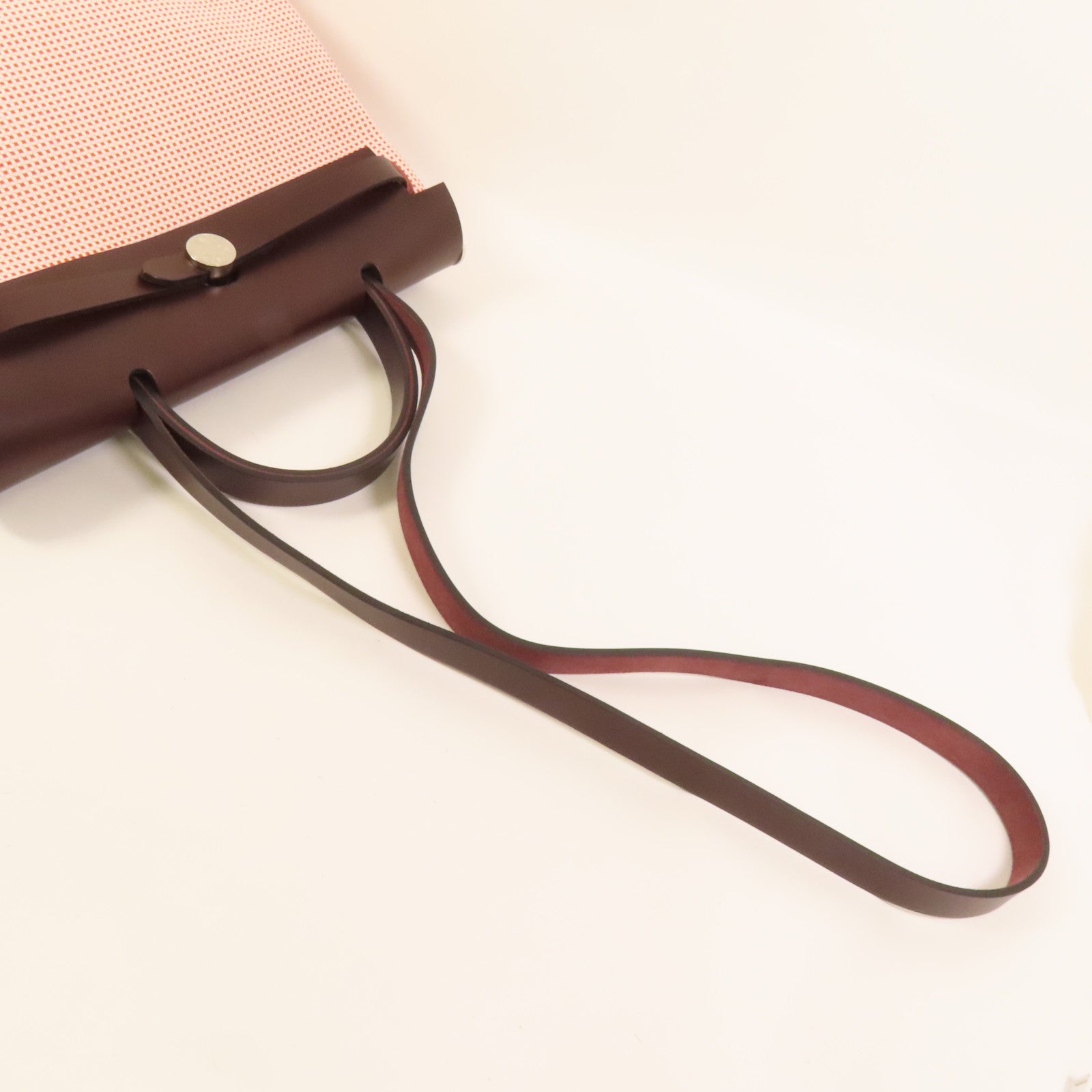 HERMES 帆布Herbag PM銀扣手挽肩背兩用袋Brique