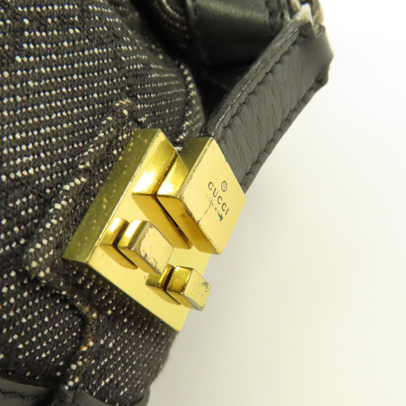 GUCCI 牛仔布Shoulder Bag金扣肩背袋