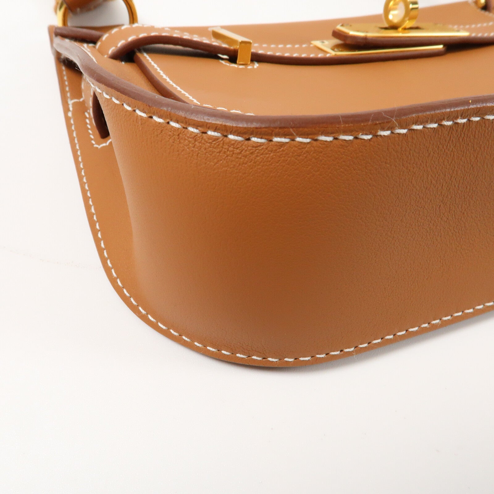 HERMES Swift皮革Mini Jypsiere銀扣肩背袋Gold