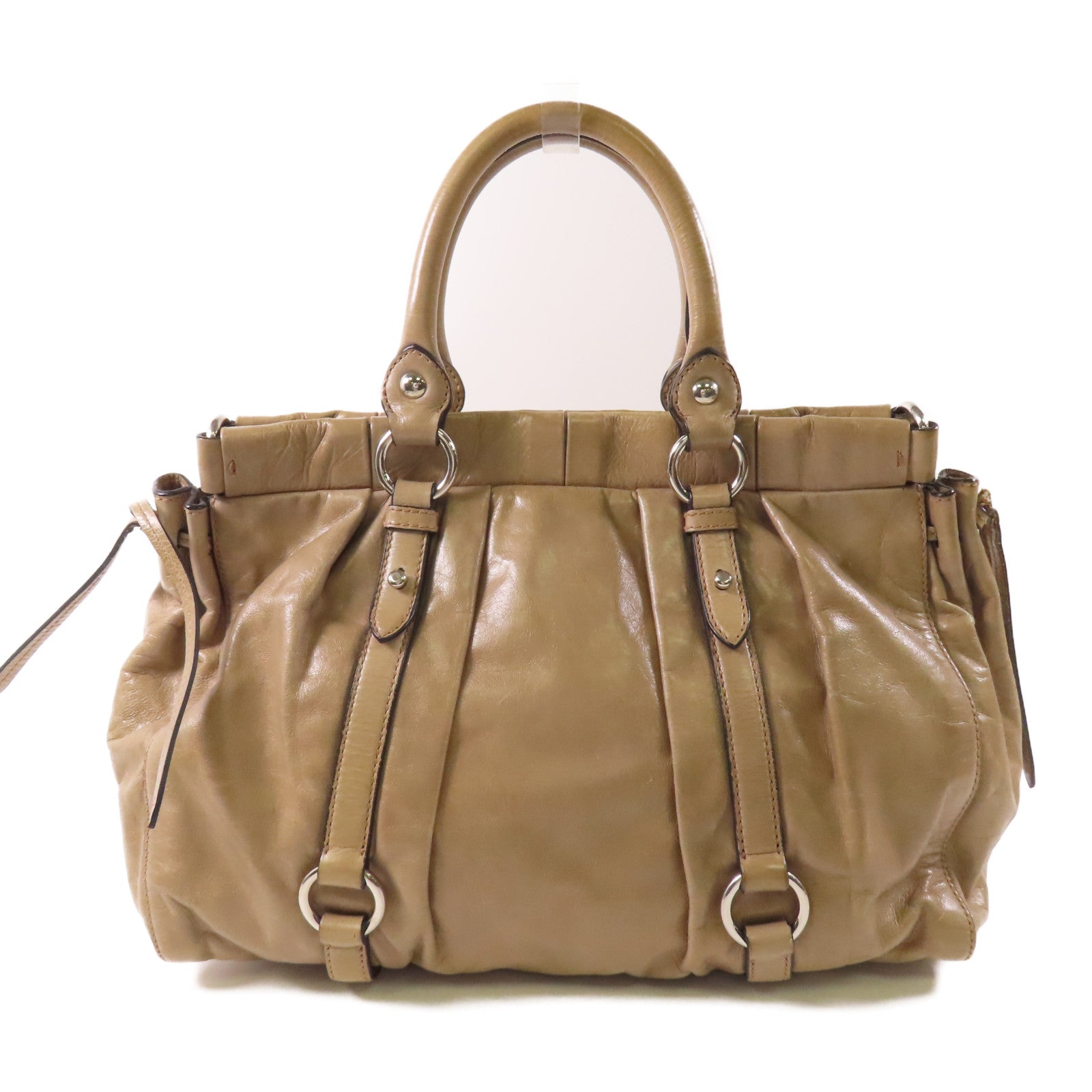 Miu Miu 皮革2 Way Bag銀扣手挽肩背兩用袋