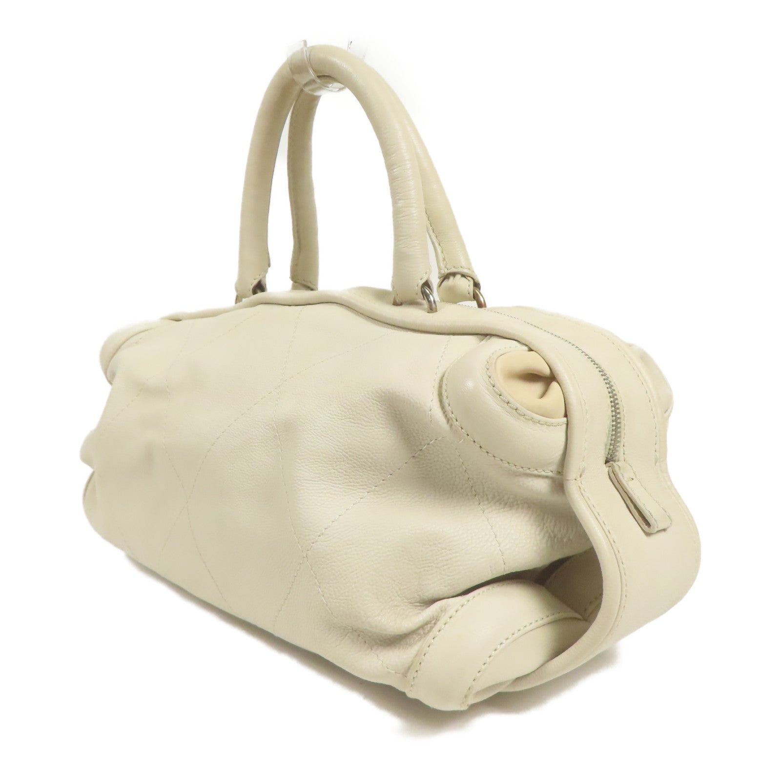 CHANEL 牛皮皮革Hand Bag銀扣手挽袋