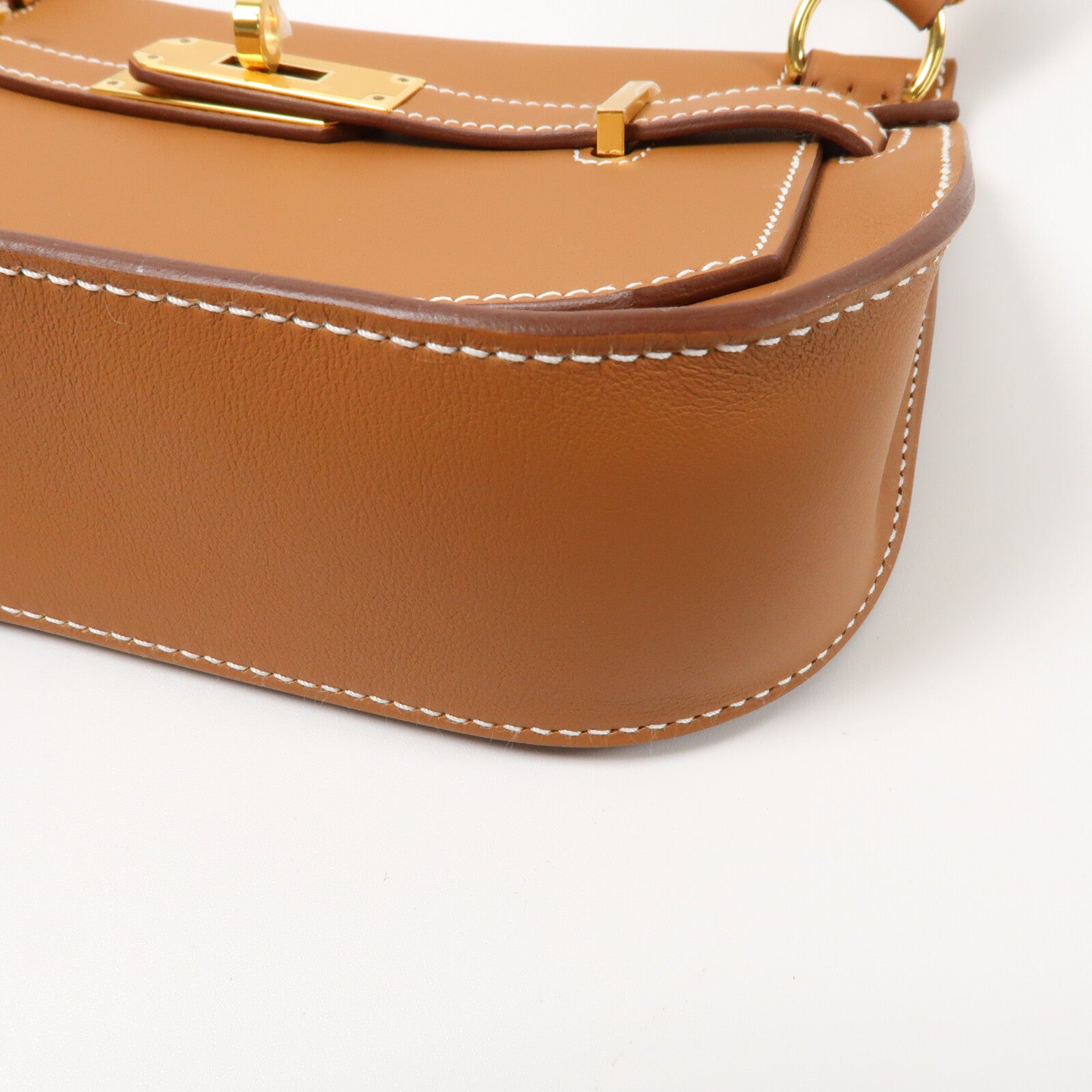 HERMES Swift皮革Mini Jypsiere銀扣肩背袋Gold