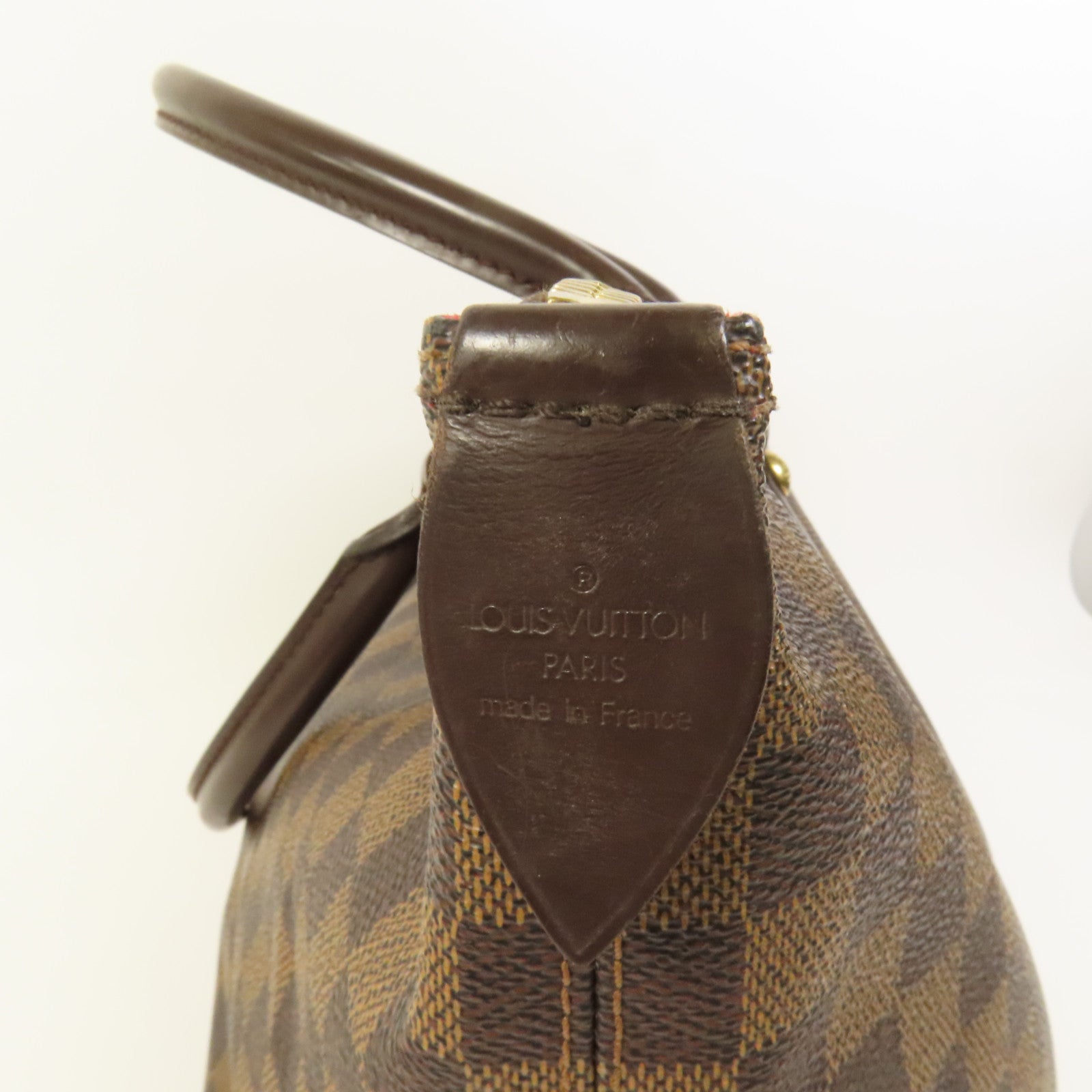 LOUIS VUITTON Damier Saleya MM金扣手挽袋棕色