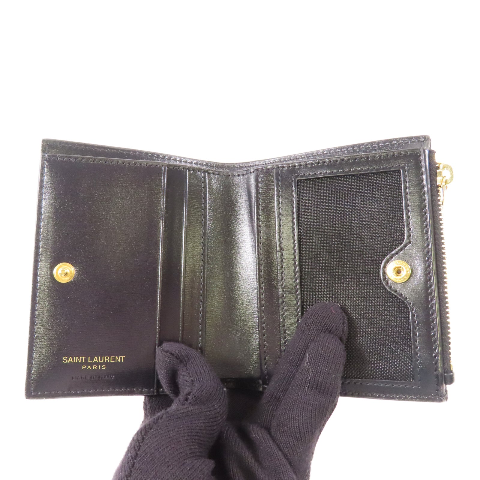 SAINT LAURENT 牛皮皮革Wallet金扣錢包