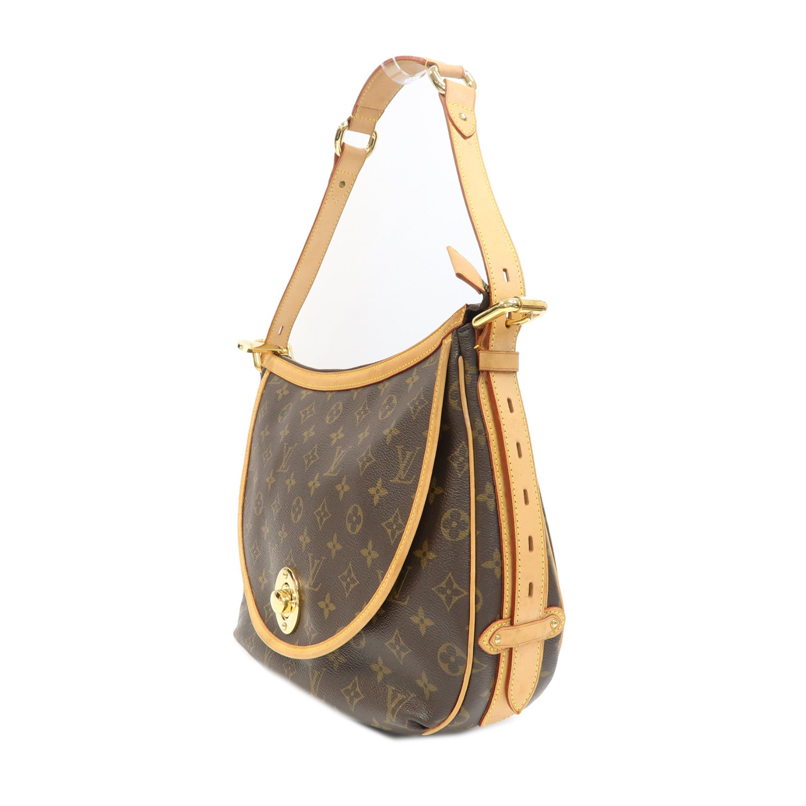 LOUIS VUITTON Monogram Tulum GM金扣肩背袋啡色