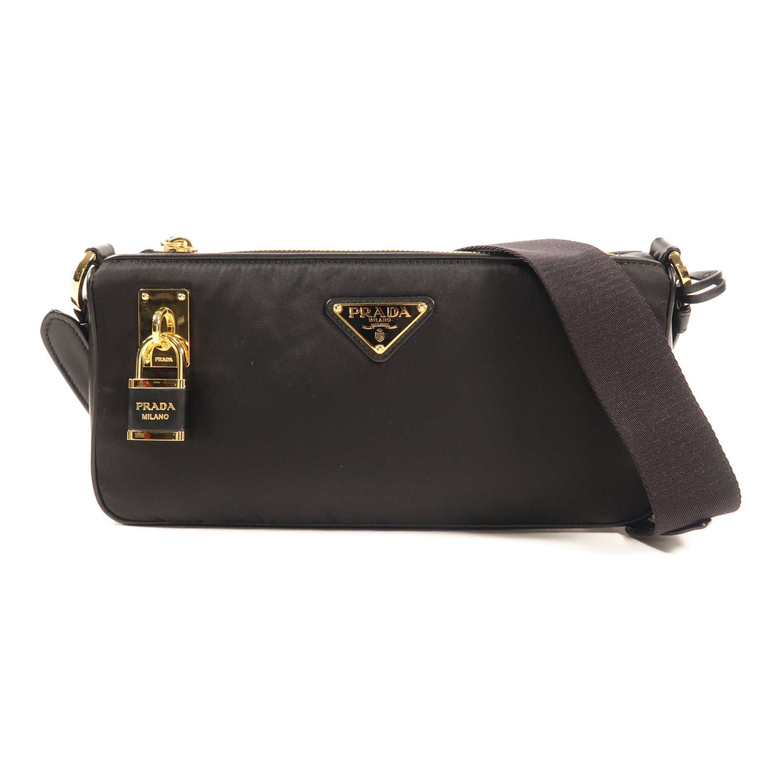 PRADA GHW Re-Nylon Shoulder Bag 1BC234VNDO 2C8Q Nylon Black