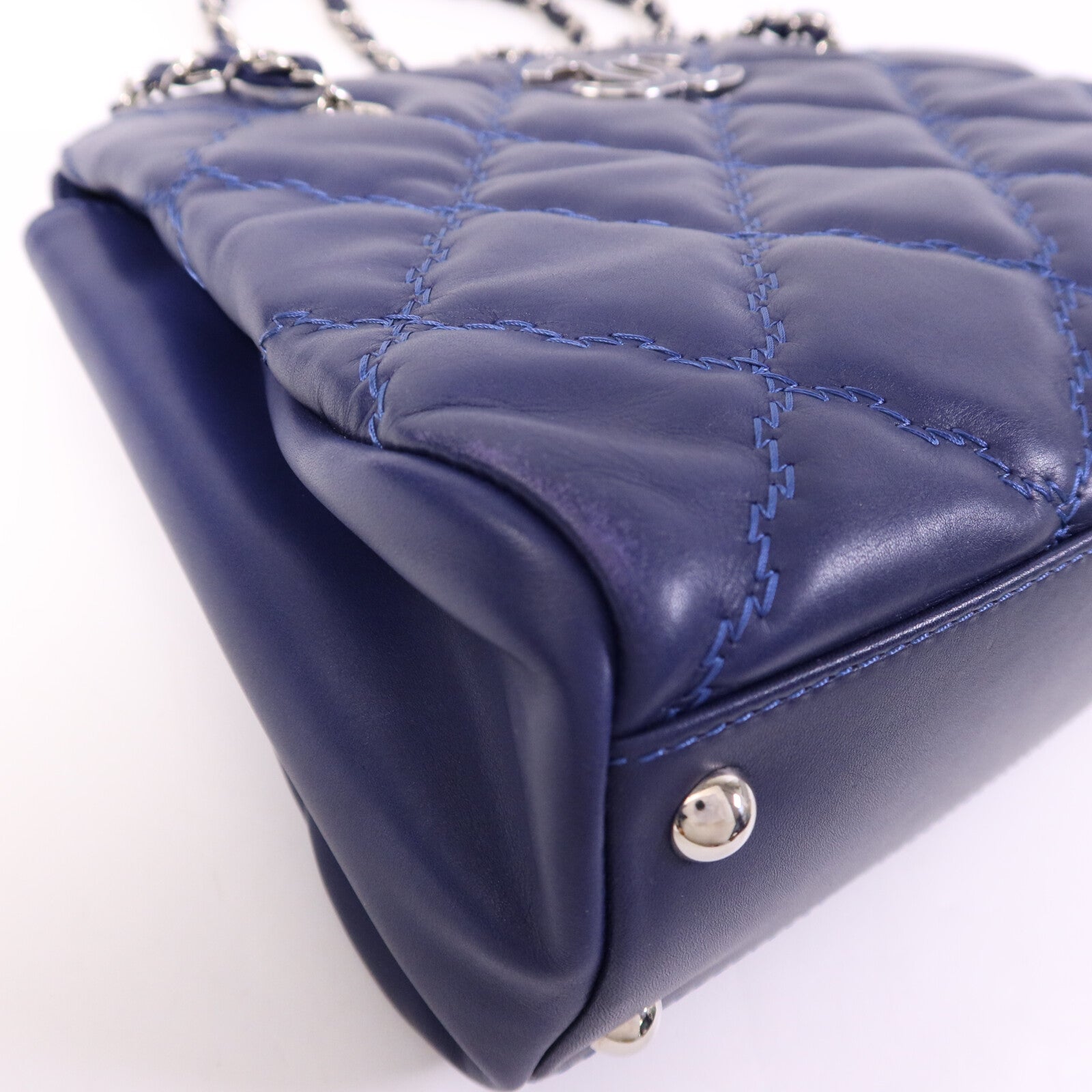 CHANEL 牛皮皮革Chain Shoulder Bag銀扣鏈帶肩背袋