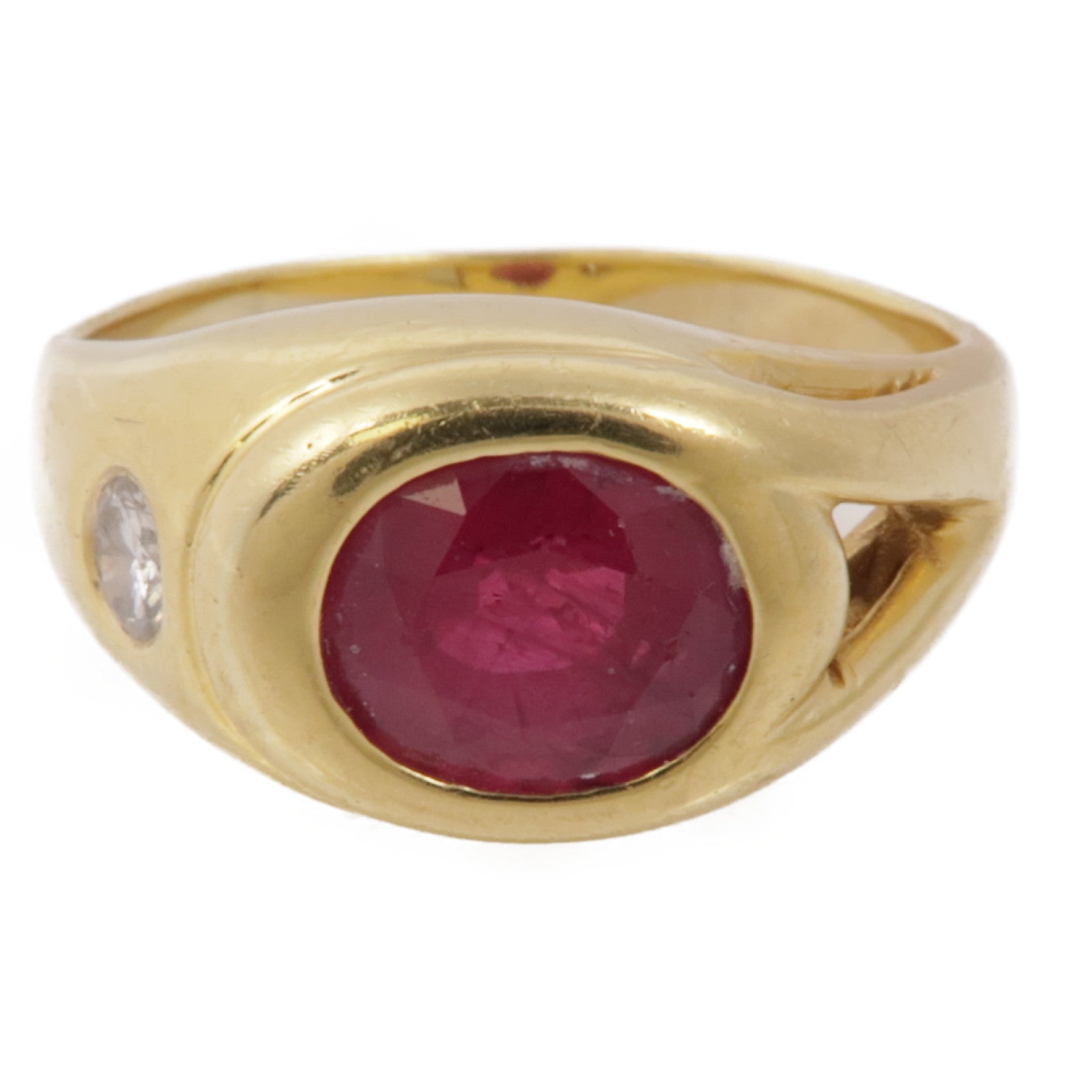 JEWELRY 18K黃金Ruby/Diamond Ring紅寶石/鑽石戒指US#6.75
