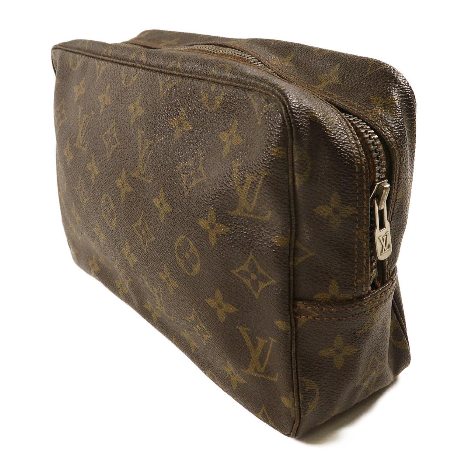 LOUIS VUITTON Monogram Trousse Toilette銀扣手拿包啡色