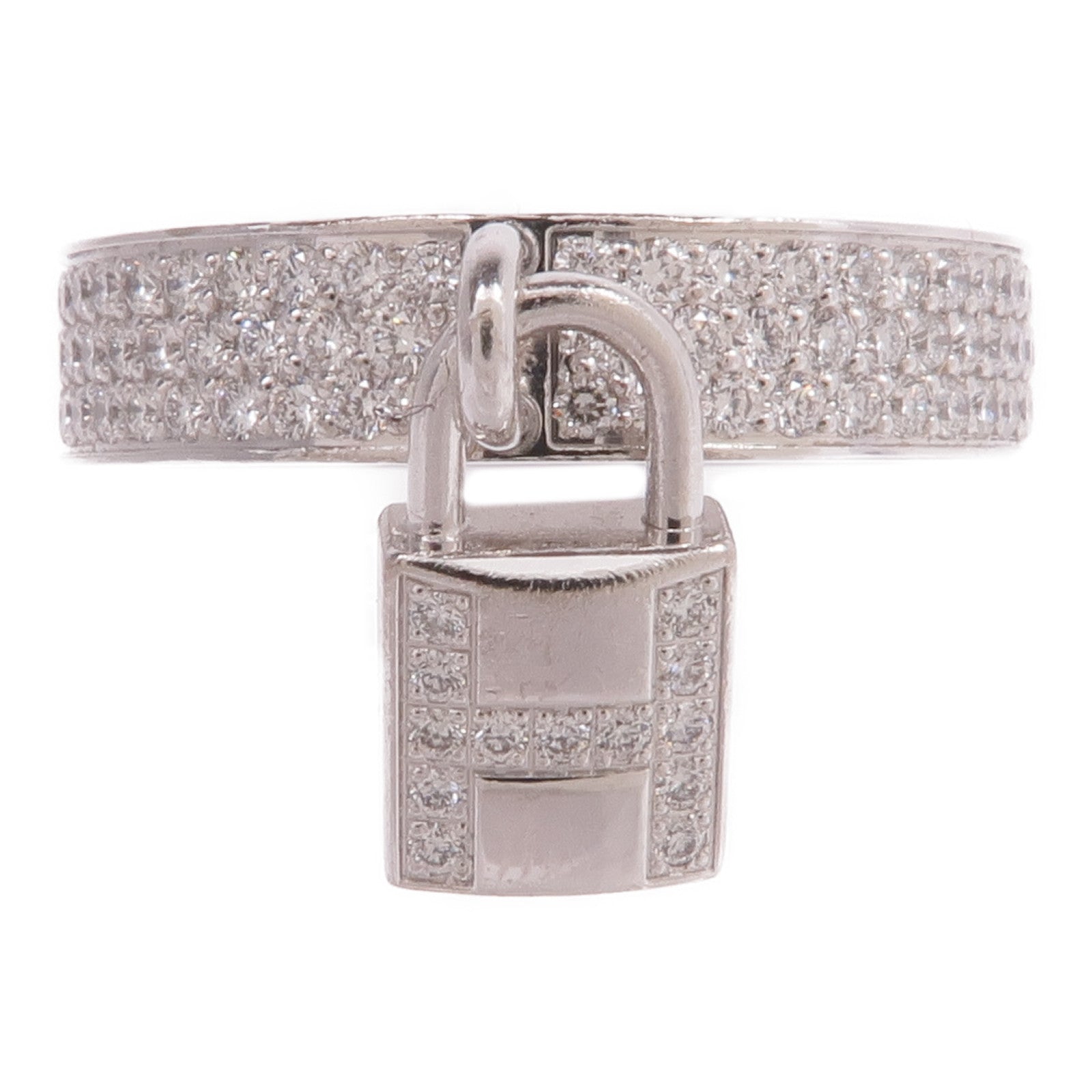 HERMES 18K白金Kelly Cadenas Ring鑽石戒指Hermes#51/US#5.75