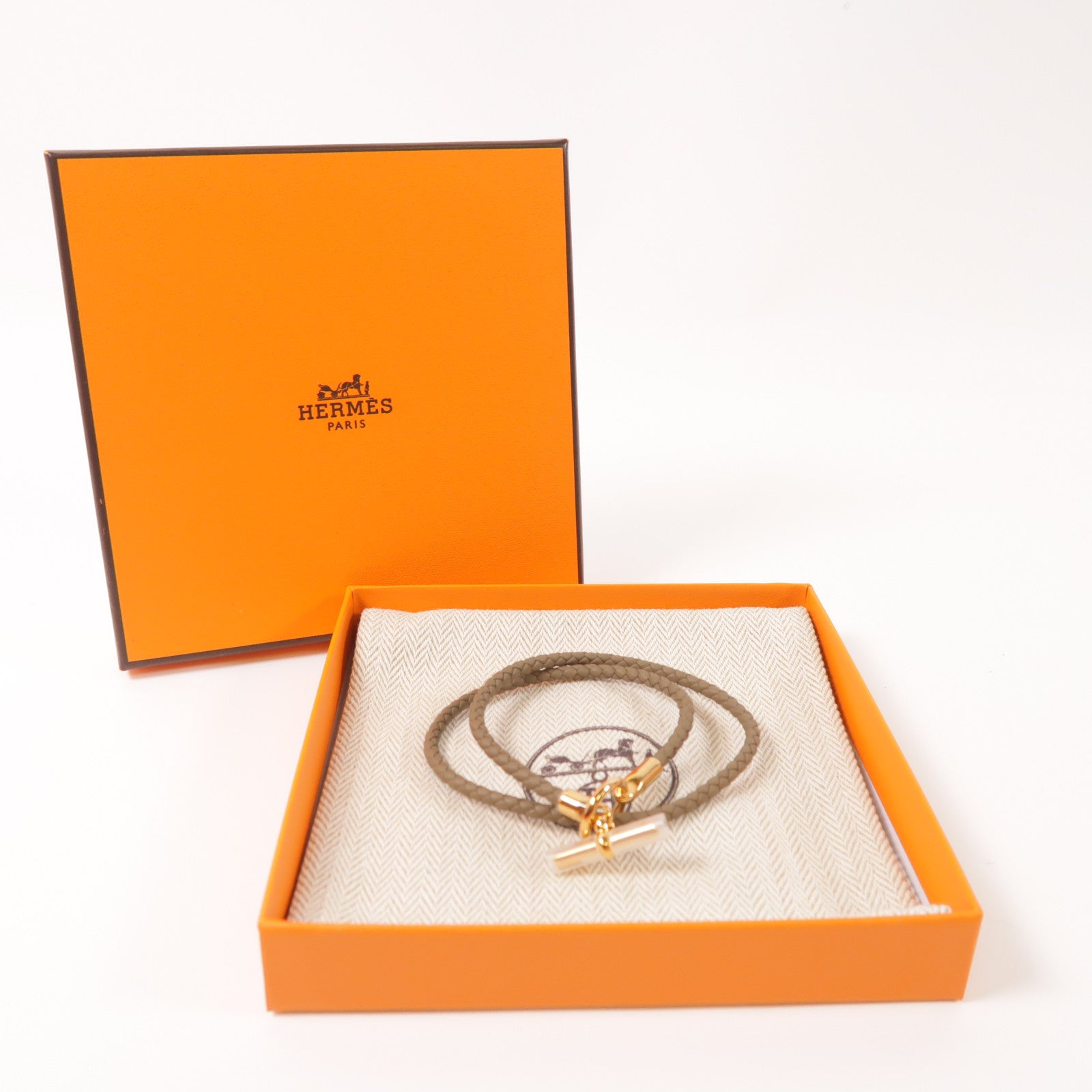 HERMES 皮革Collier Glenan項鍊Khaki