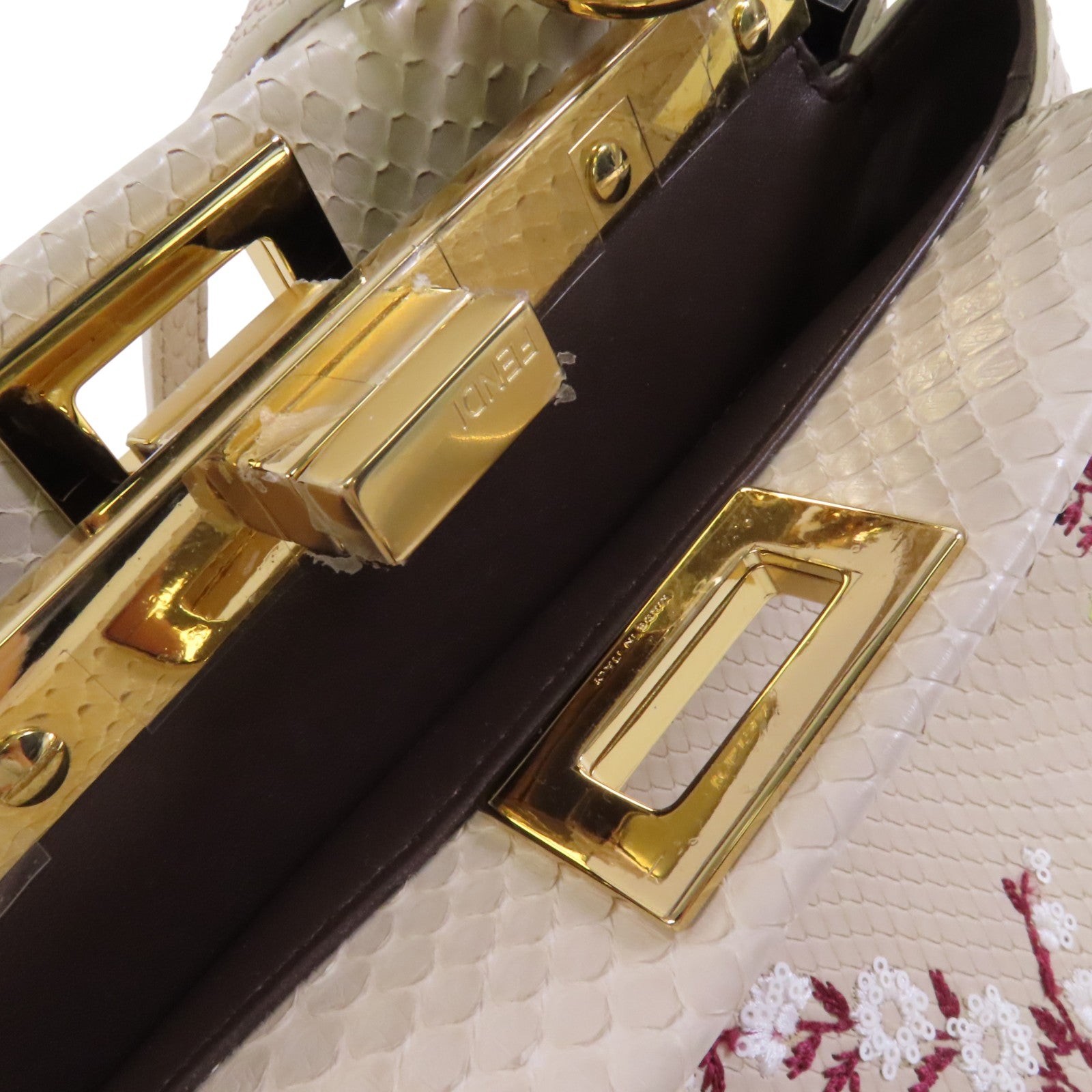 FENDI 蛇皮皮革Peekaboo金扣手挽肩背袋兩用袋