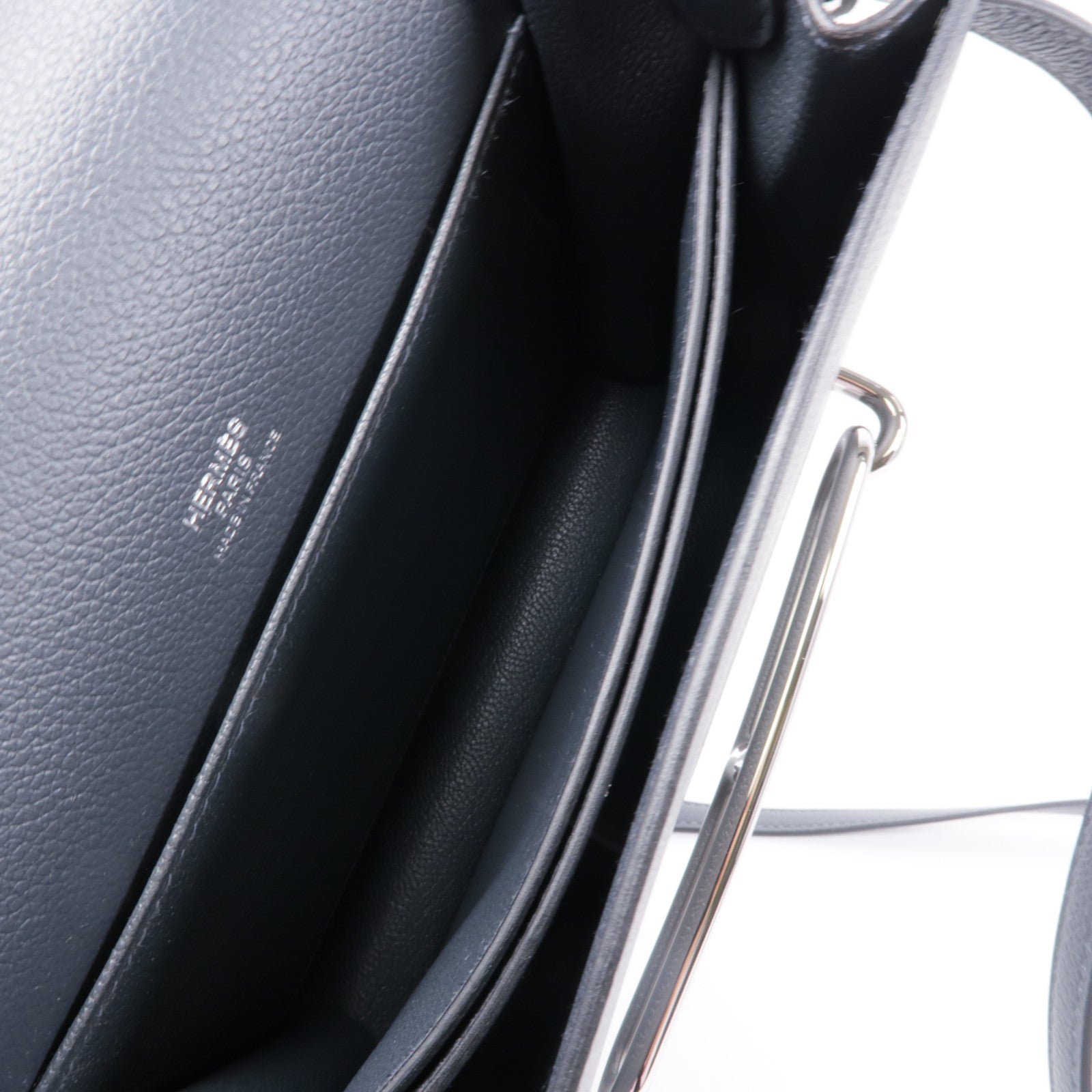 HERMES Evercolor皮革Mini Roulis銀扣肩背袋Gris Misty