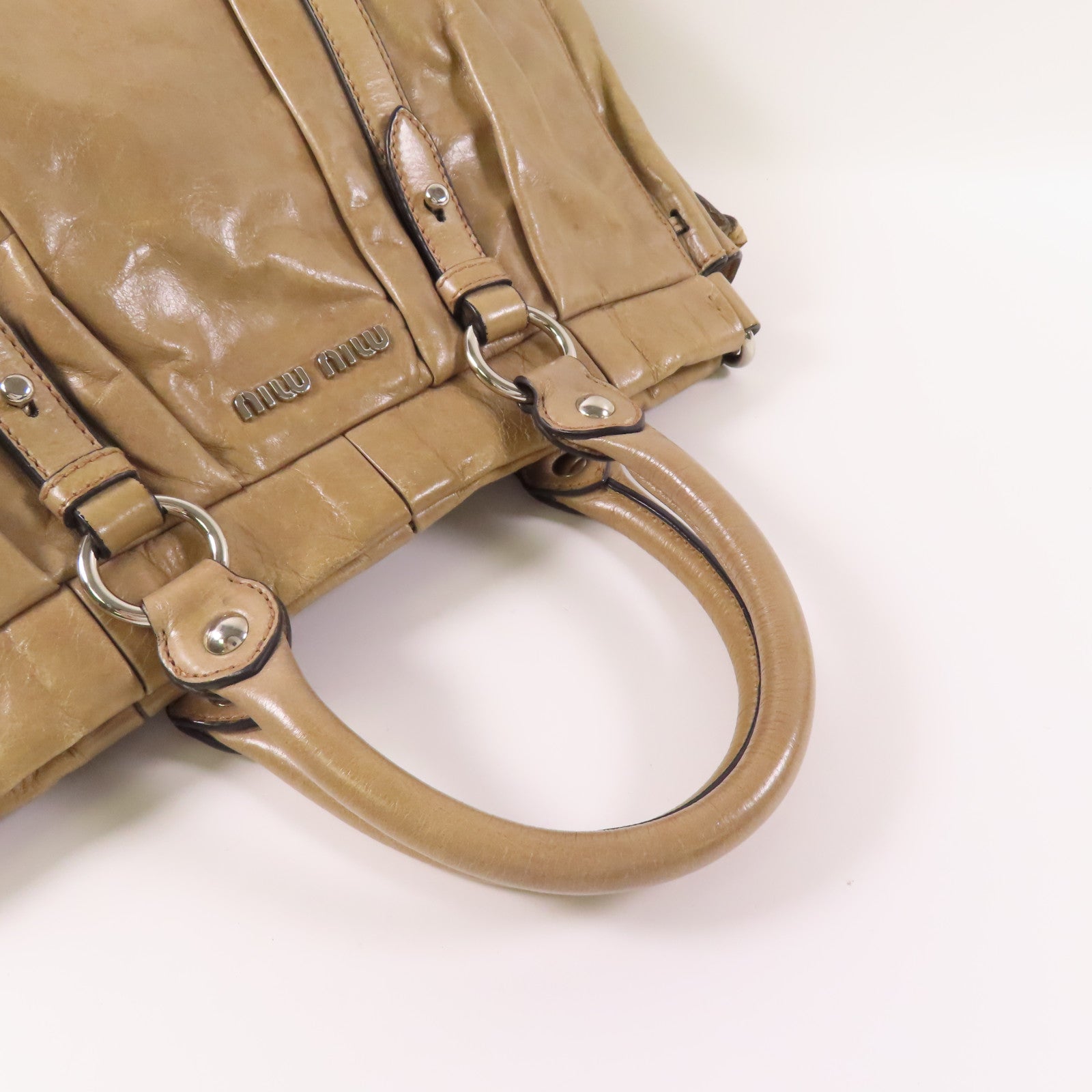 Miu Miu 皮革2 Way Bag銀扣手挽肩背兩用袋