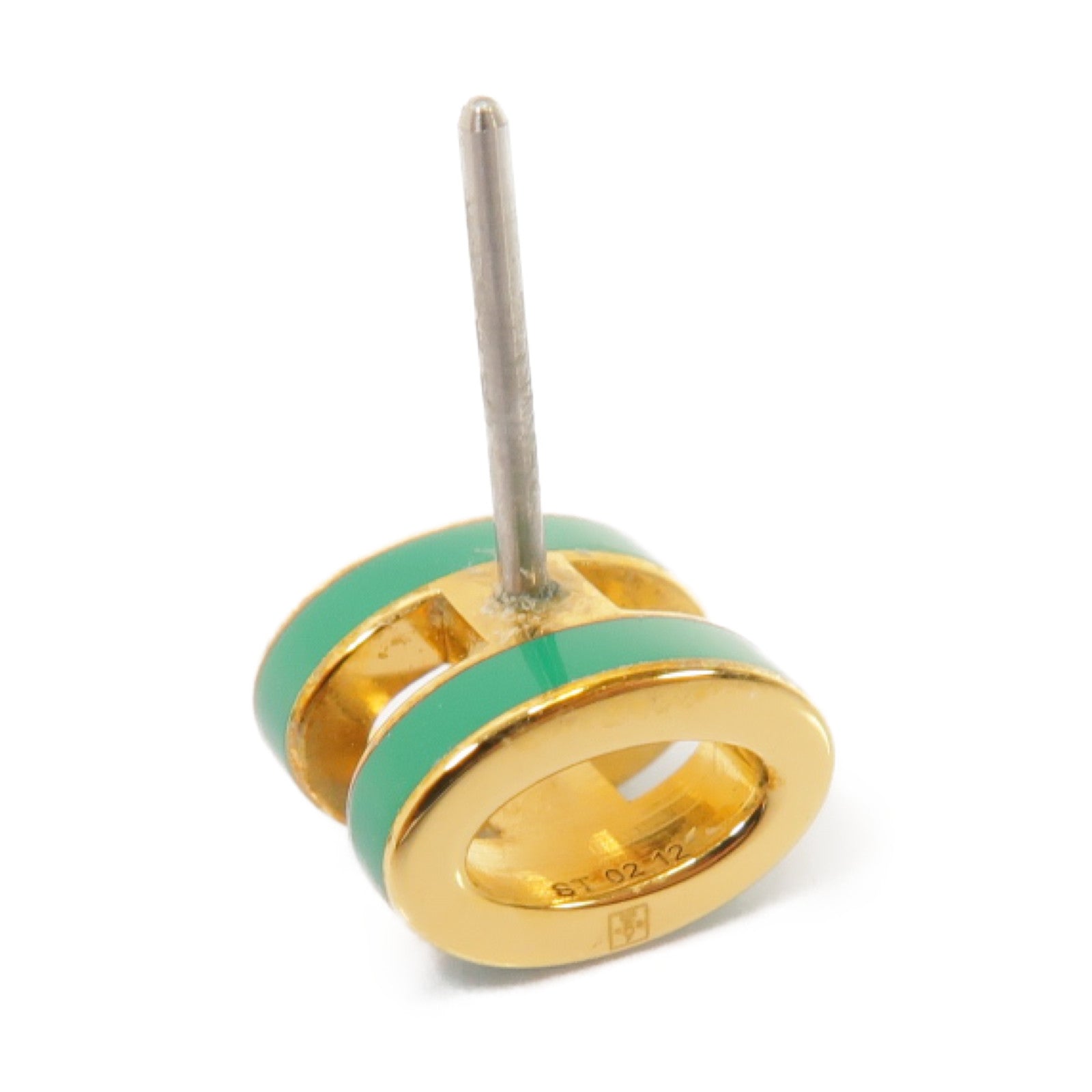 HERMES 金屬Mini Pop H Earrings耳環綠色/金色