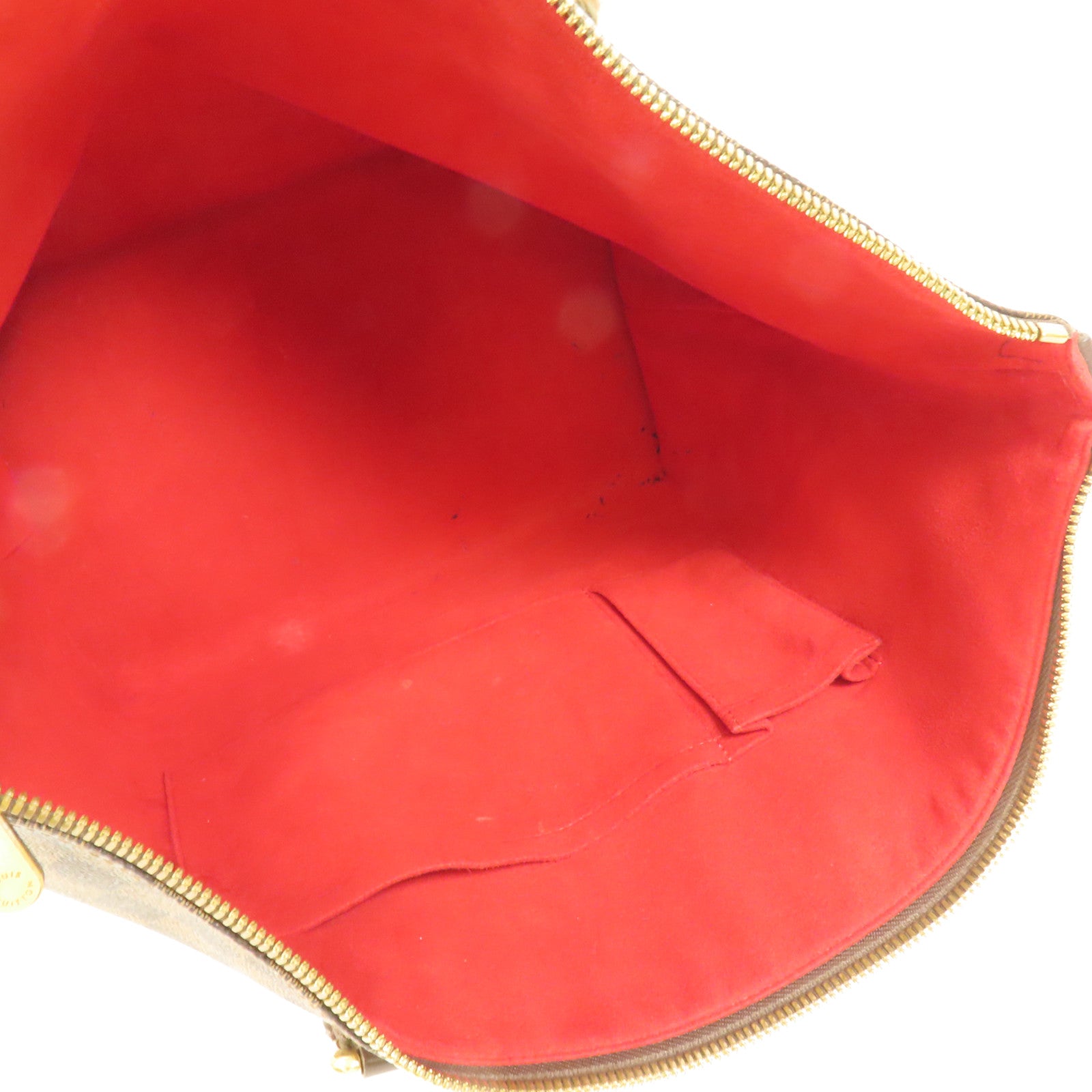 LOUIS VUITTON Damier Saleya MM金扣手挽袋棕色