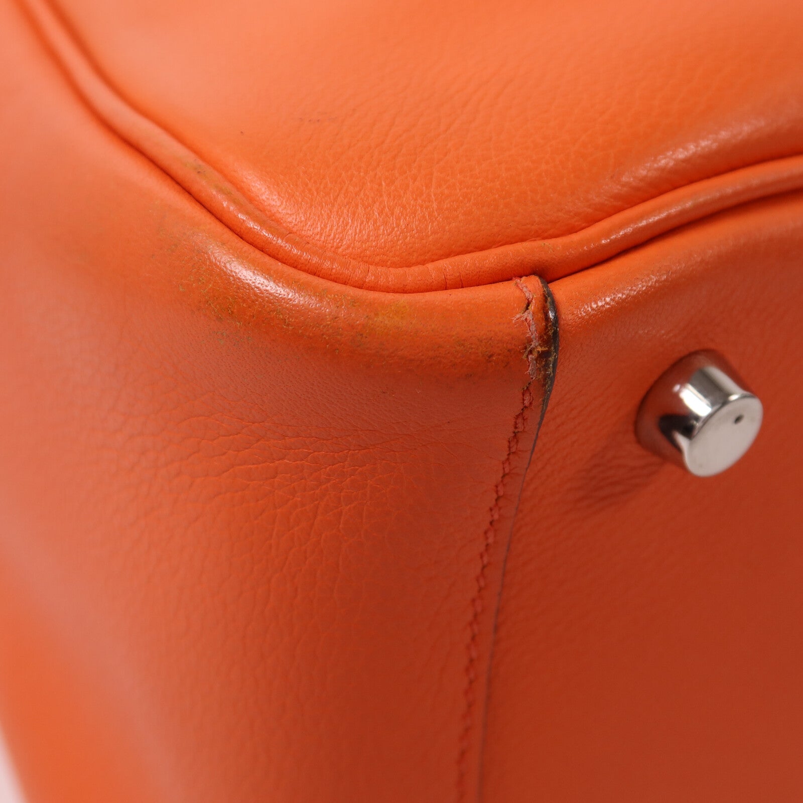 HERMES Evercolor皮革Lindy 26銀扣手挽肩背兩用袋Orange Poppy