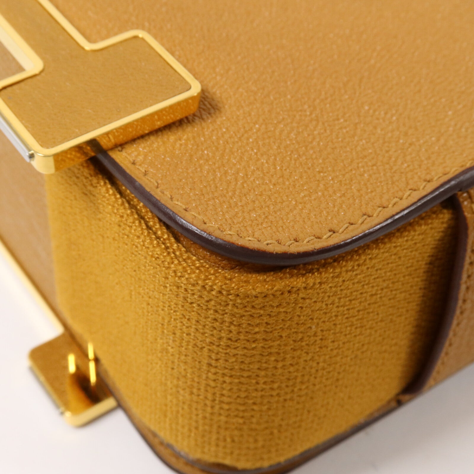 HERMES Chevre皮革Geta肩背袋Caramel