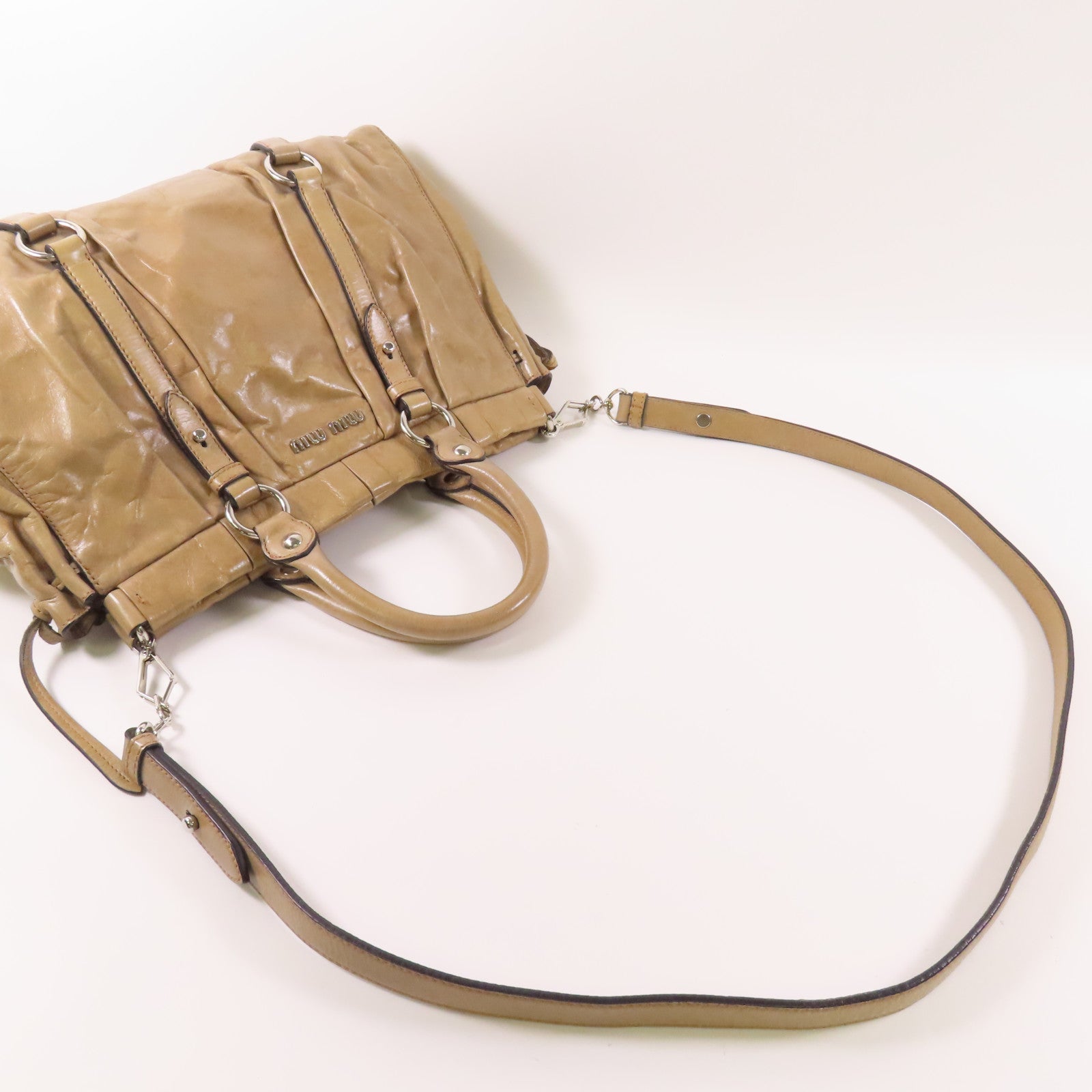 Miu Miu 皮革2 Way Bag銀扣手挽肩背兩用袋