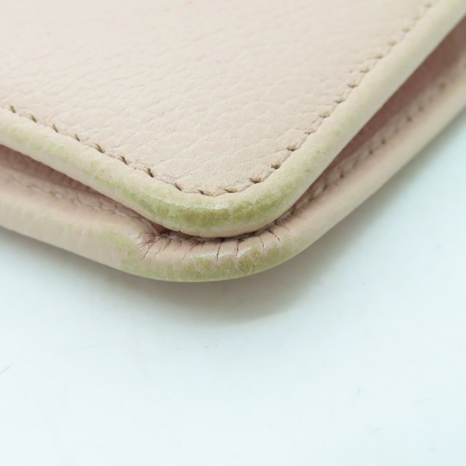 CHANEL Cowhide Leather Long Wallet Silver Buckle Long Wallet Pink