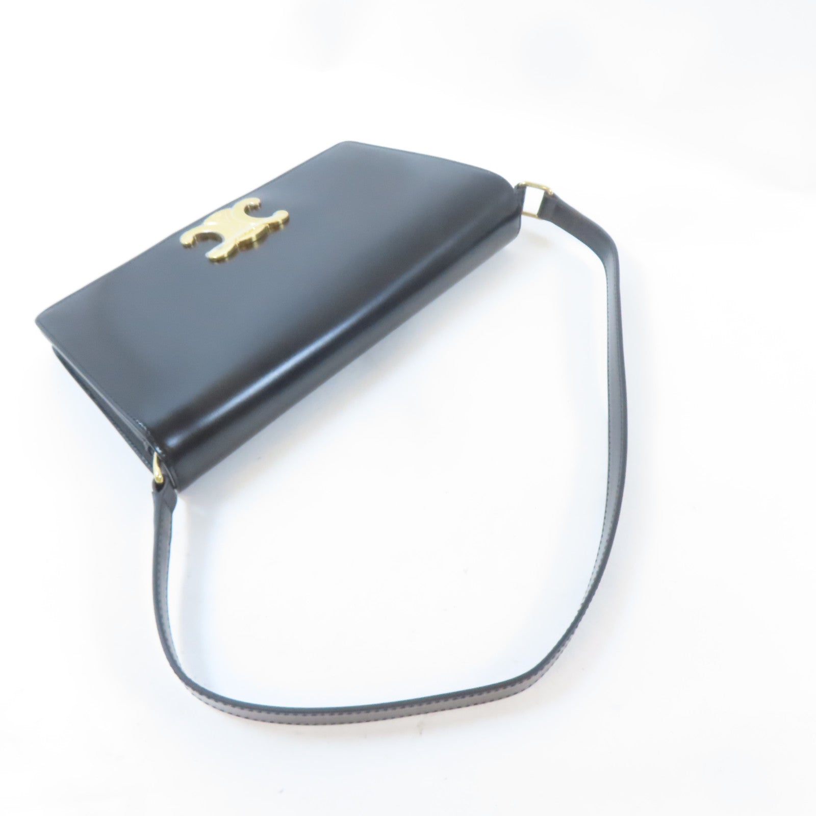 CELINE 牛皮皮革Shoulder Bag金扣肩背袋黑色