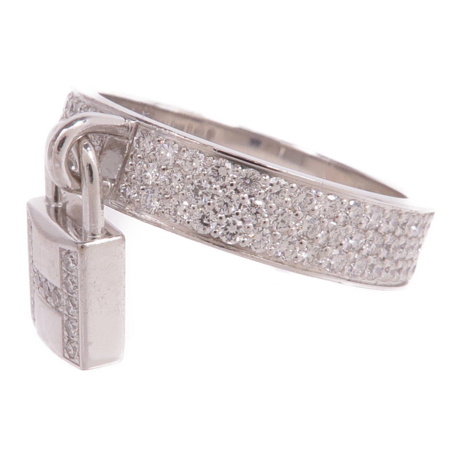 HERMES 18K白金Kelly Cadenas Ring鑽石戒指Hermes#51/US#5.75