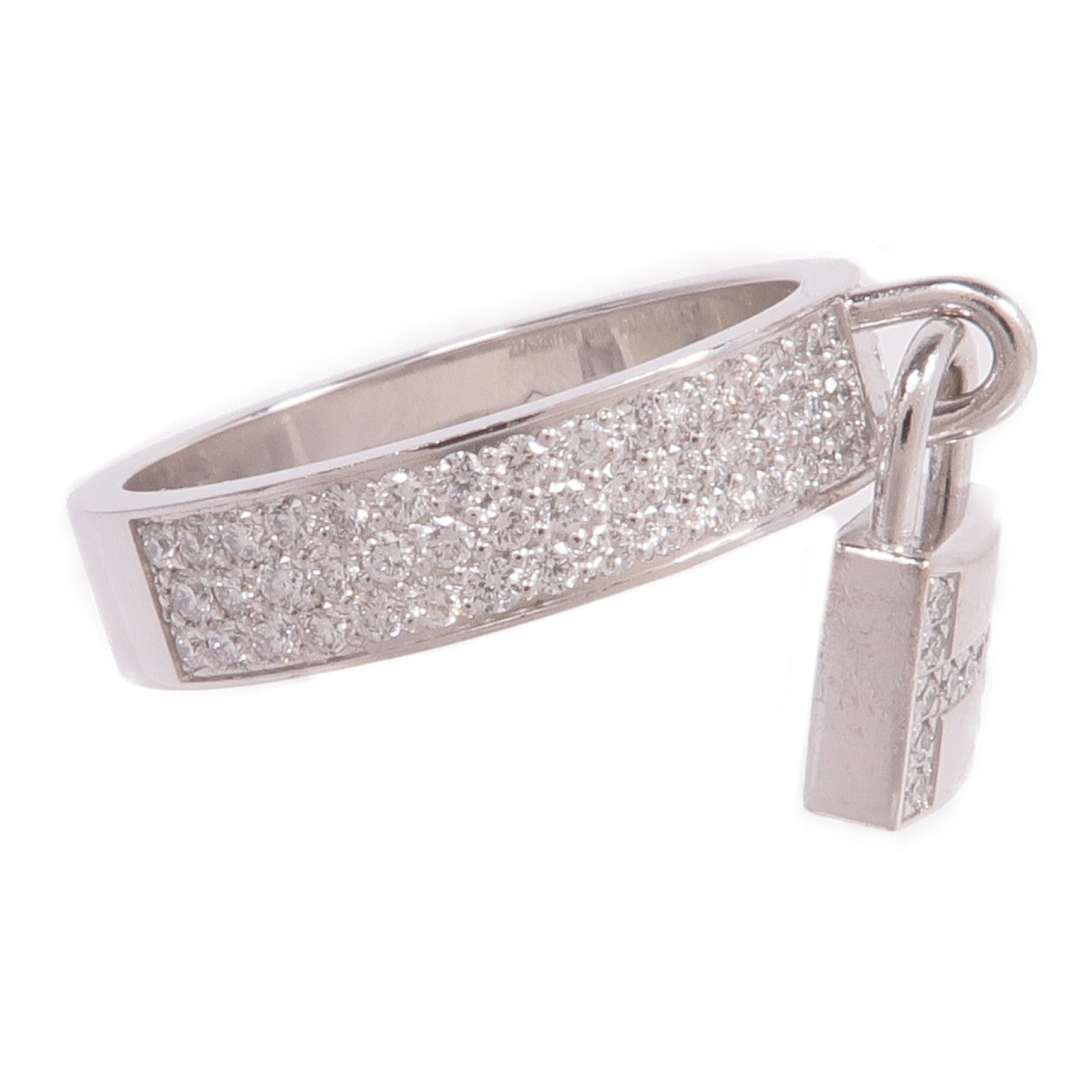 HERMES 18K白金Kelly Cadenas Ring鑽石戒指Hermes#51/US#5.75